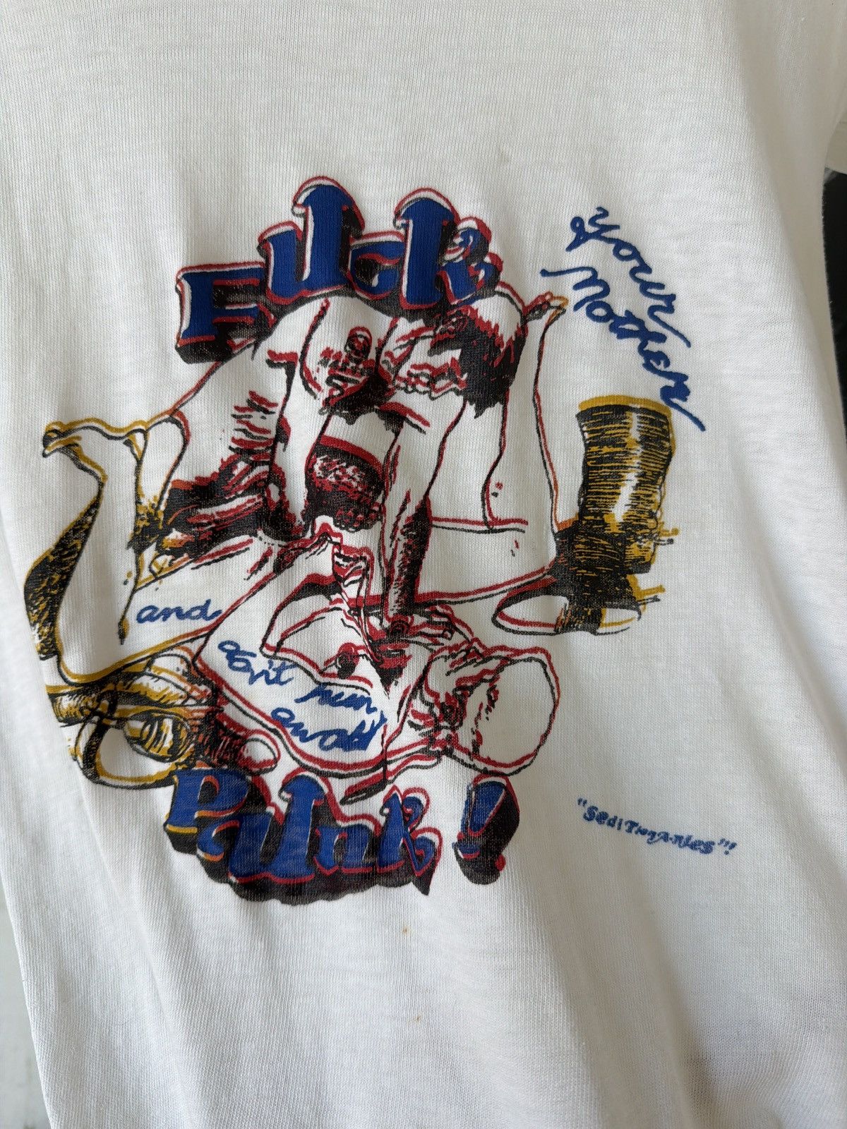 Vintage 1980s SEDITIONARIES ‘FUCK PUNK’ TEE Size US M / EU 48-50 / 2 - 3 Thumbnail