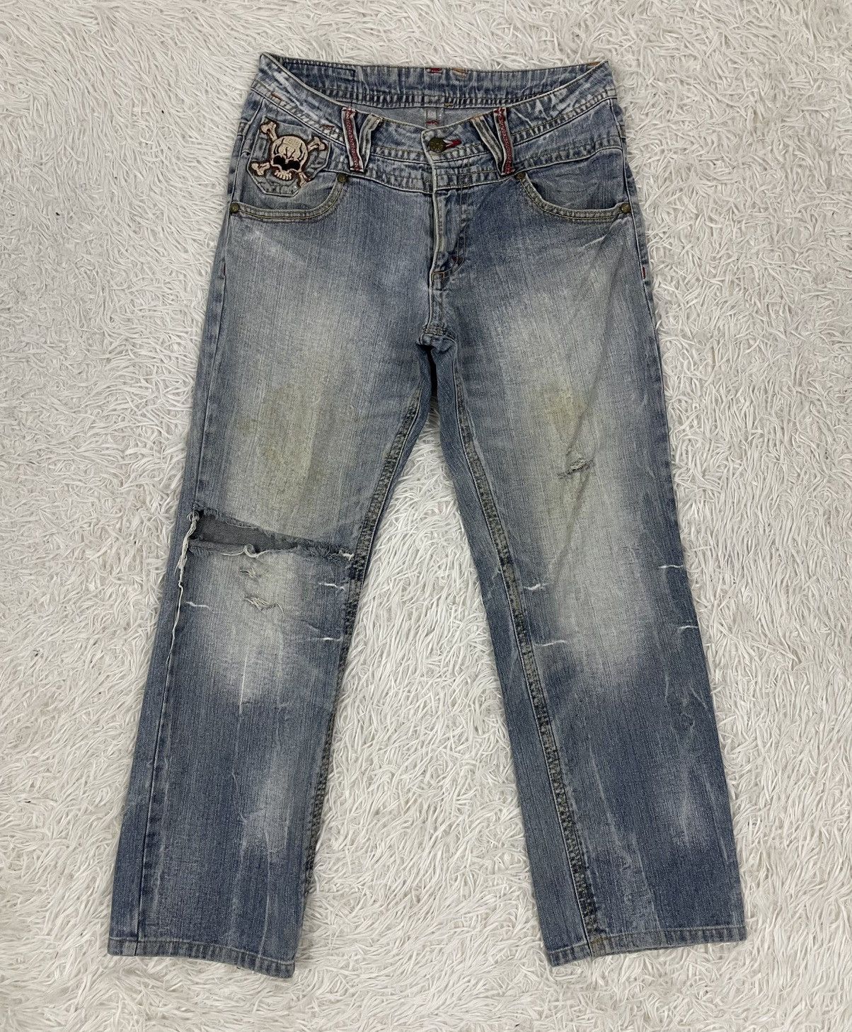 Japanese Brand Skull The World of Freedom Flare Jeans Pant Size US 33 - 1 Thumbnail