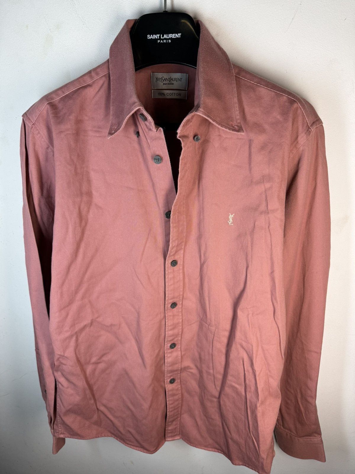 Yves Saint Laurent Pinky Heavy YSL Shirt Cotton Size US M / EU 48-50 / 2 - 8 Thumbnail