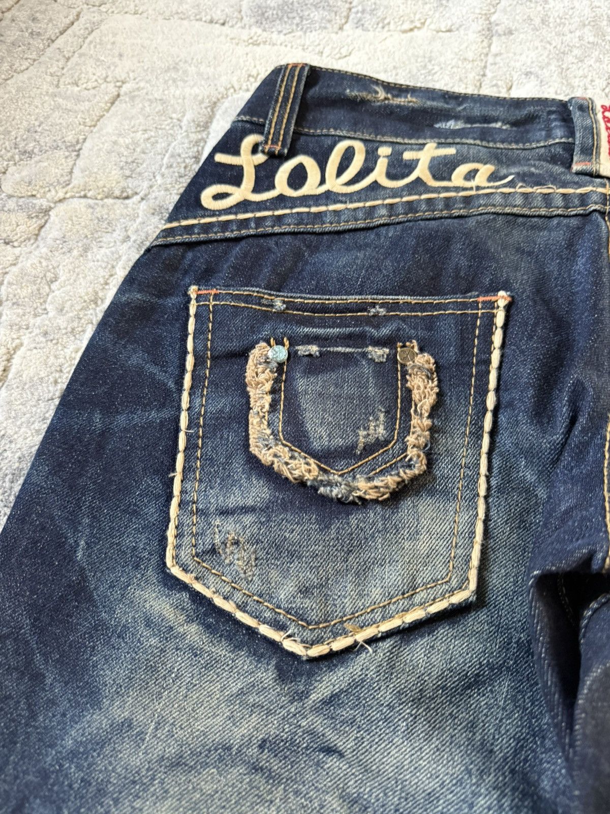 If Six Was Nine Lolita Concert Club Shadow Mud Wash Studded Flared Jeans Size US 30 / EU 46 - 17 Thumbnail
