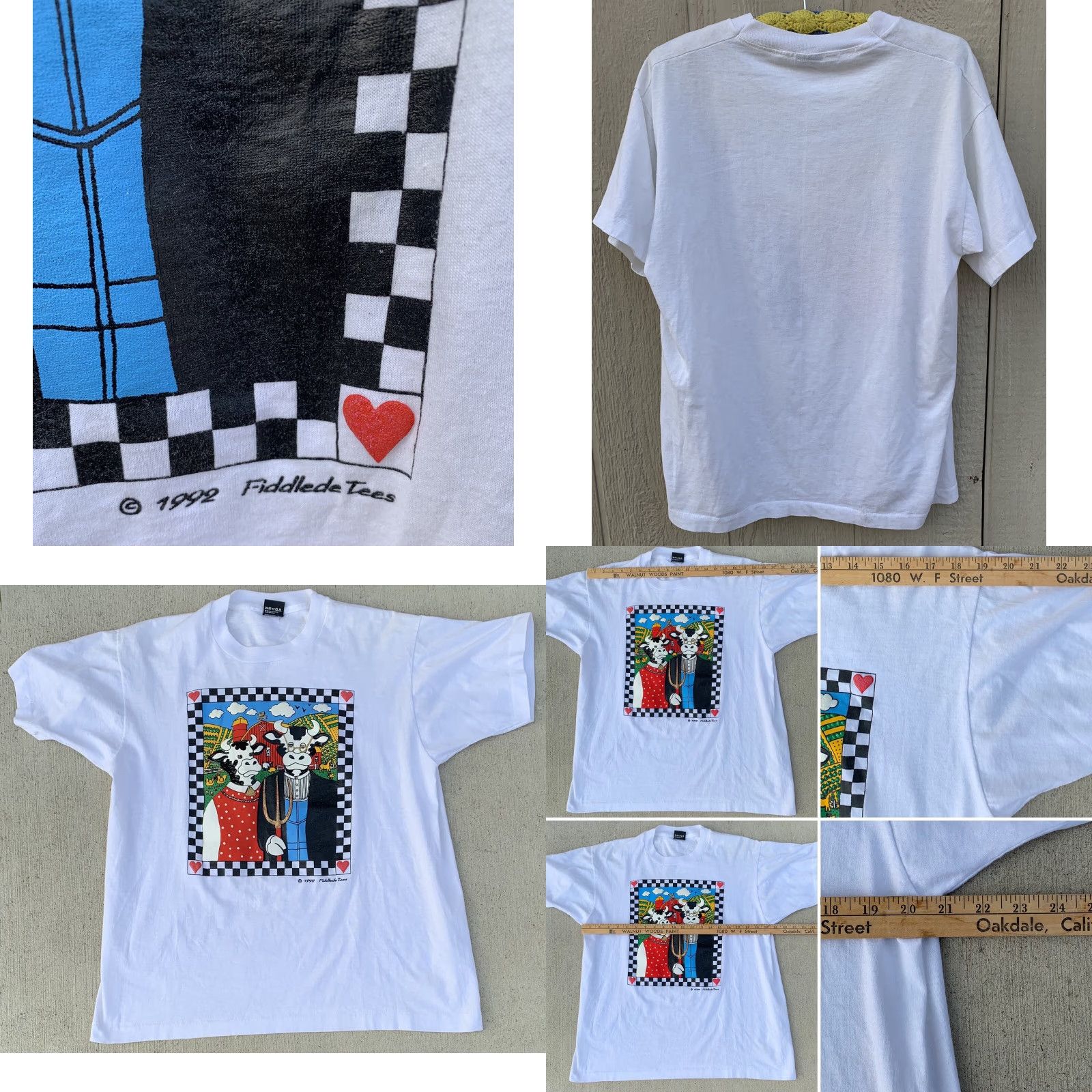 Vintage VINTAGE Screen Stars Graphic Tee T-Shirt Unisex XL White 1990s Cow Farmer Wife Pitchfork 1992 Single Stitch Size US XL / EU 56 / 4 - 8 Thumbnail