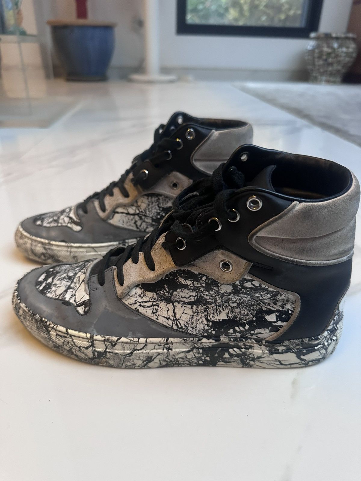 Balenciaga Balenciaga High-Top Marble Sneakers Size US 7 / EU 40 - 2 Thumbnail