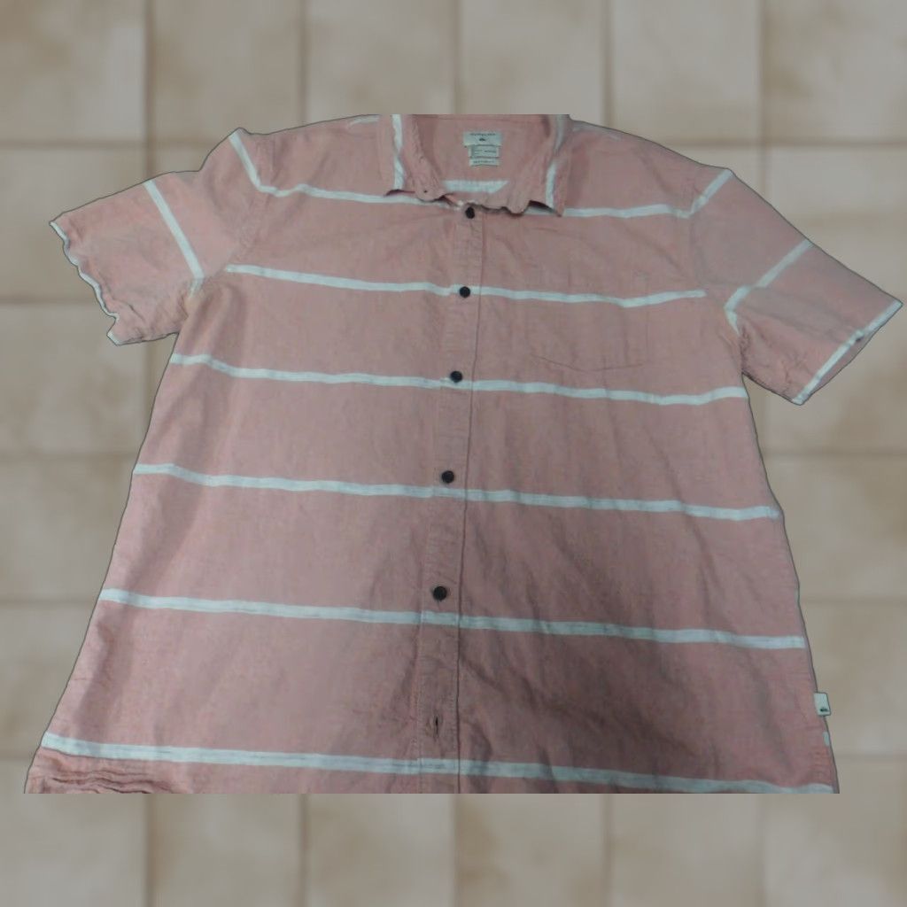 Quiksilver Quiksilver Shirt Mens XL Pink Lightweight Button-Down Short Sleeve Plaid Cotton Knit Size US XL / EU 56 / 4 - 1 Thumbnail