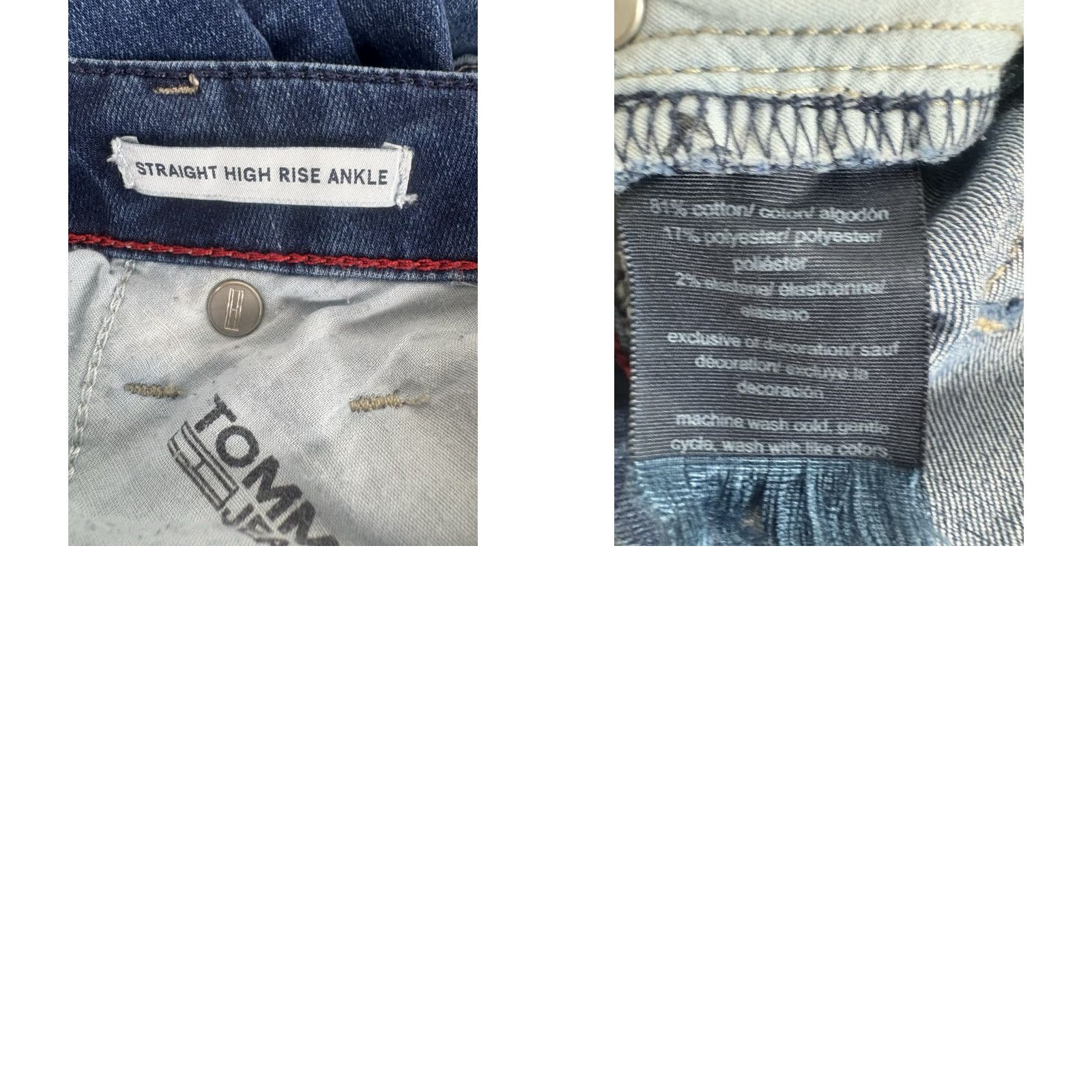 Tommy Hilfiger Tommy Jeans Dk Faded Wash W-Whiskers Straight Hi-Rise Ankle Jeans Womens Size 14 Size 36" / US 14 / IT 50 - 8 Thumbnail