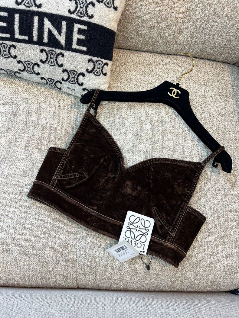 Loewe LOEWE Brown velvet suspenders vest top Size XS / US 0-2 / IT 36-38 - 1 Thumbnail