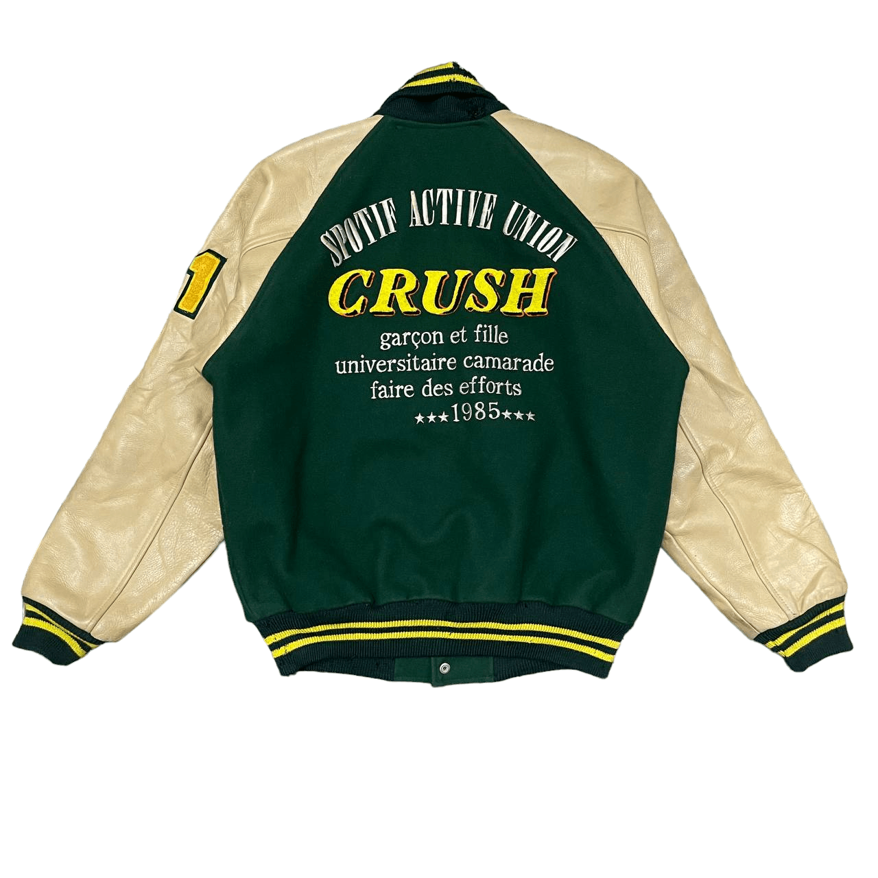 image of Vintage 1985 Herox Tokyo Japan Crush Varsity Jacket in Green, Men's (Size Large)