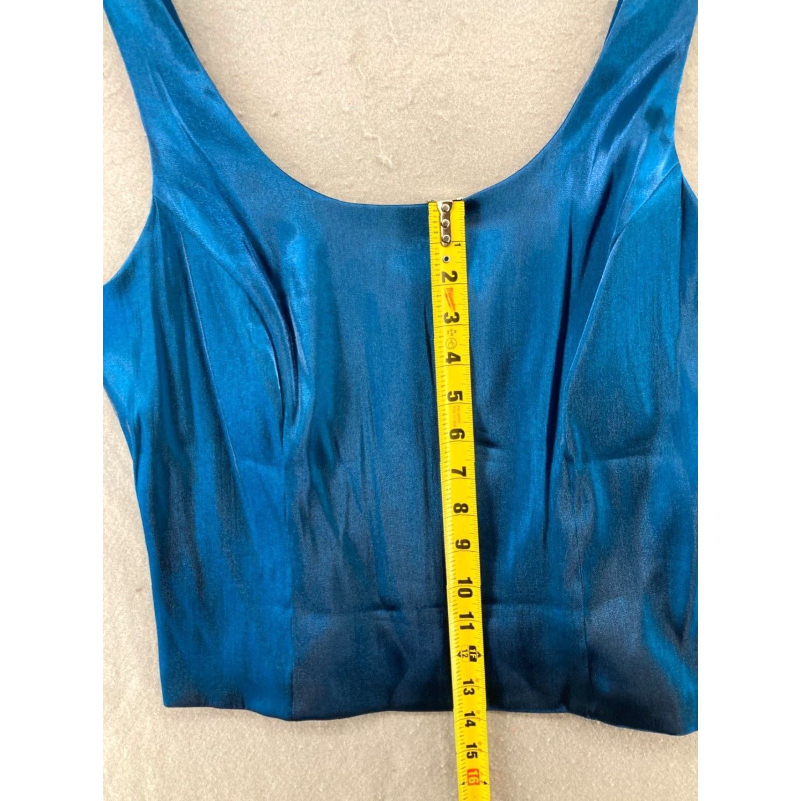 Vintage VINTAGE JR Nites By Carol Lin Womens Shirt Blouse 10 Blue 70s 80s Shoulder Pads Satin Polyester Blend V-Neck Long Sleeve Button Size L / US 10 / IT 46 - 4 Thumbnail
