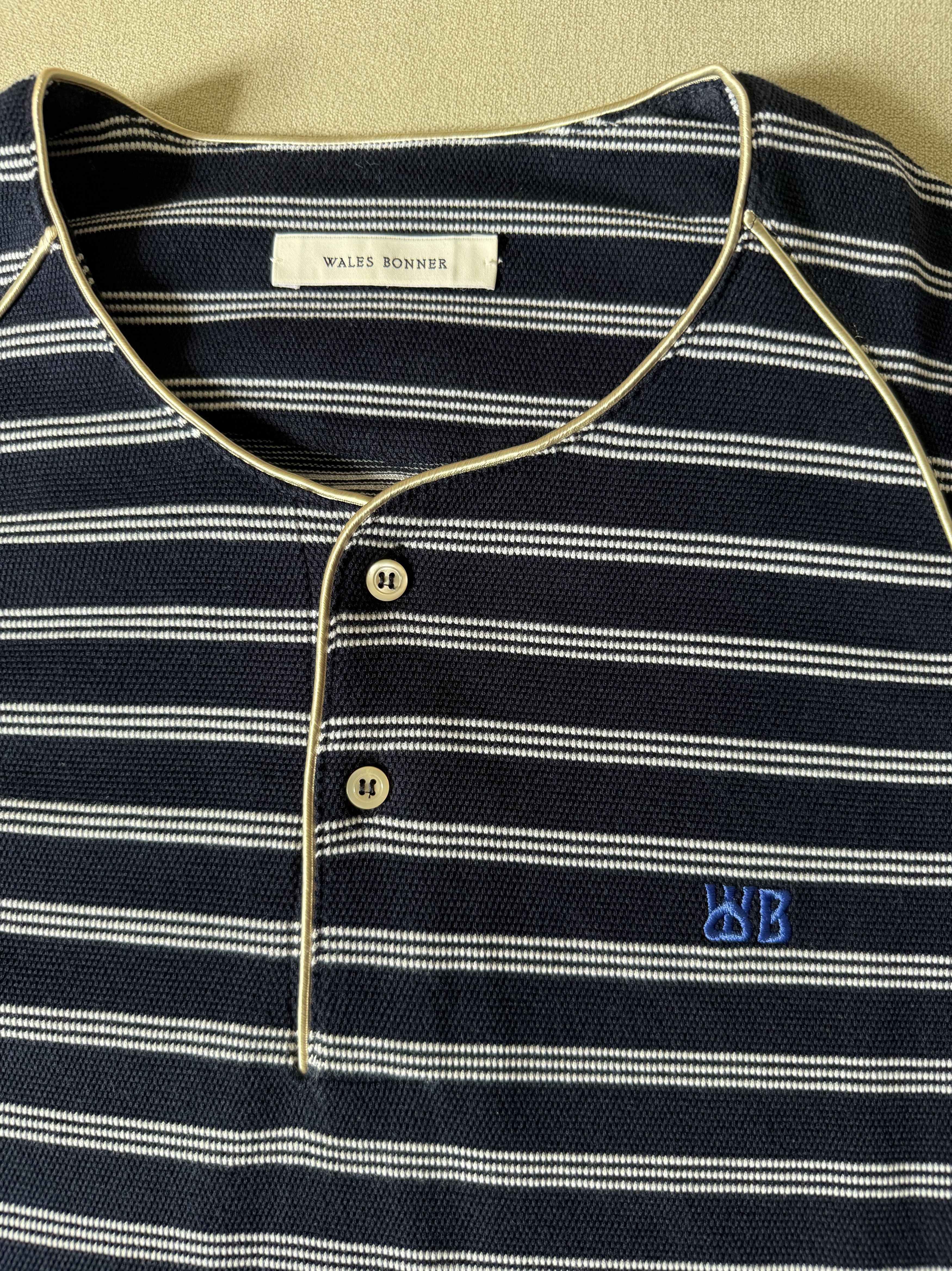 Wales Bonner Wales Bonner Isaiah T-Shirt 'Navy/White' - Men's Small Size US S / EU 44-46 / 1 - 4 Thumbnail
