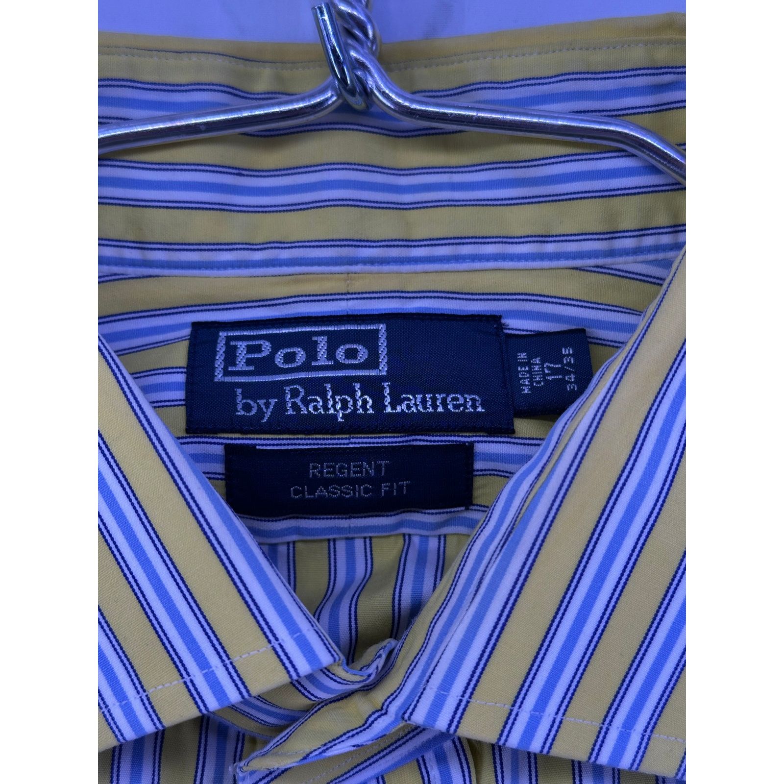 Polo Ralph Lauren Polo Ralph Lauren Yellow Blue Striped Shirt Size 17/34 Size US XL / EU 56 / 4 - 5 Thumbnail