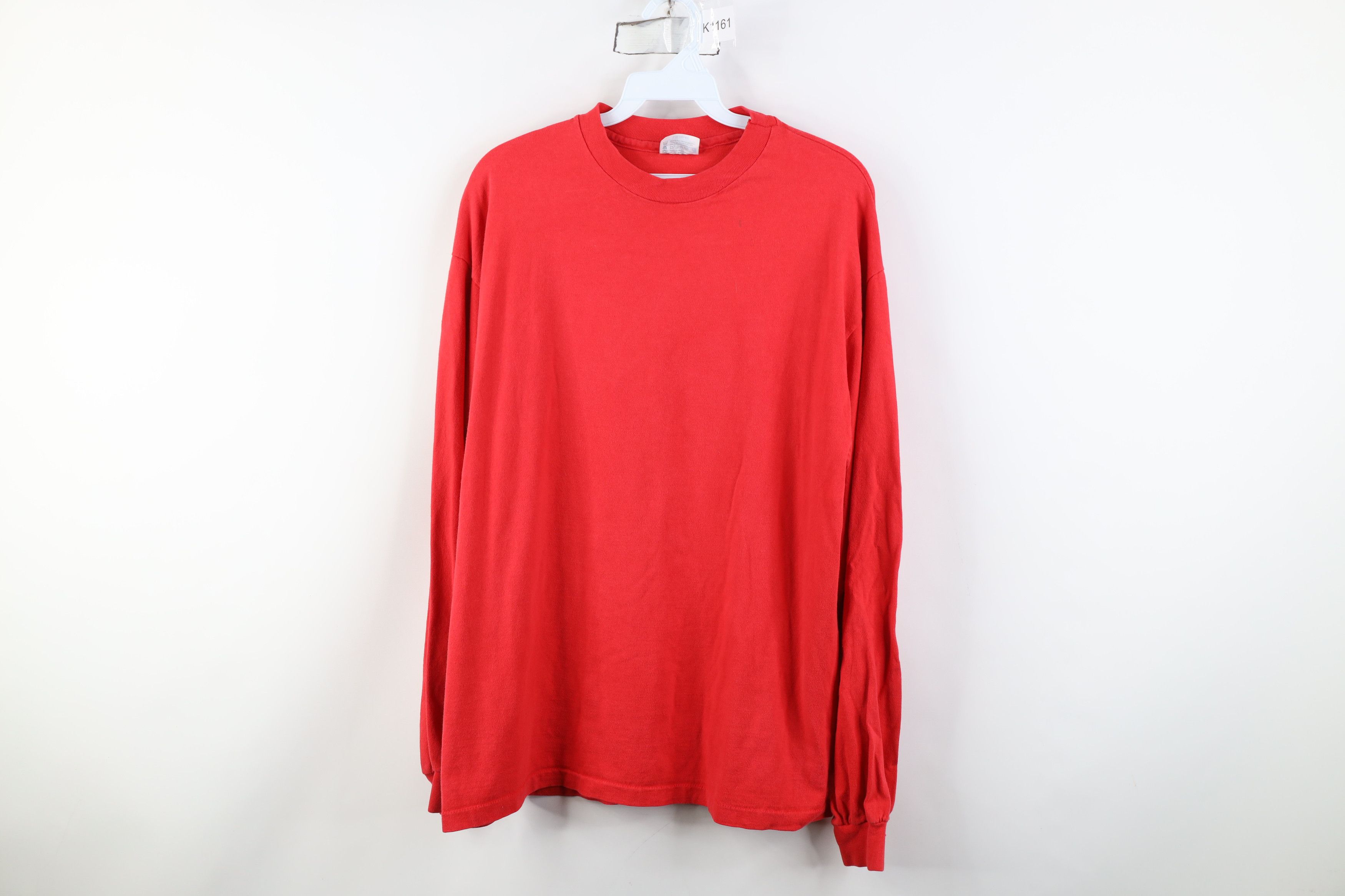 Hanes Vintage 90s Hanes Beefy Cotton Long Sleeve T-Shirt Red USA Size US L / EU 52-54 / 3 - 1 Thumbnail