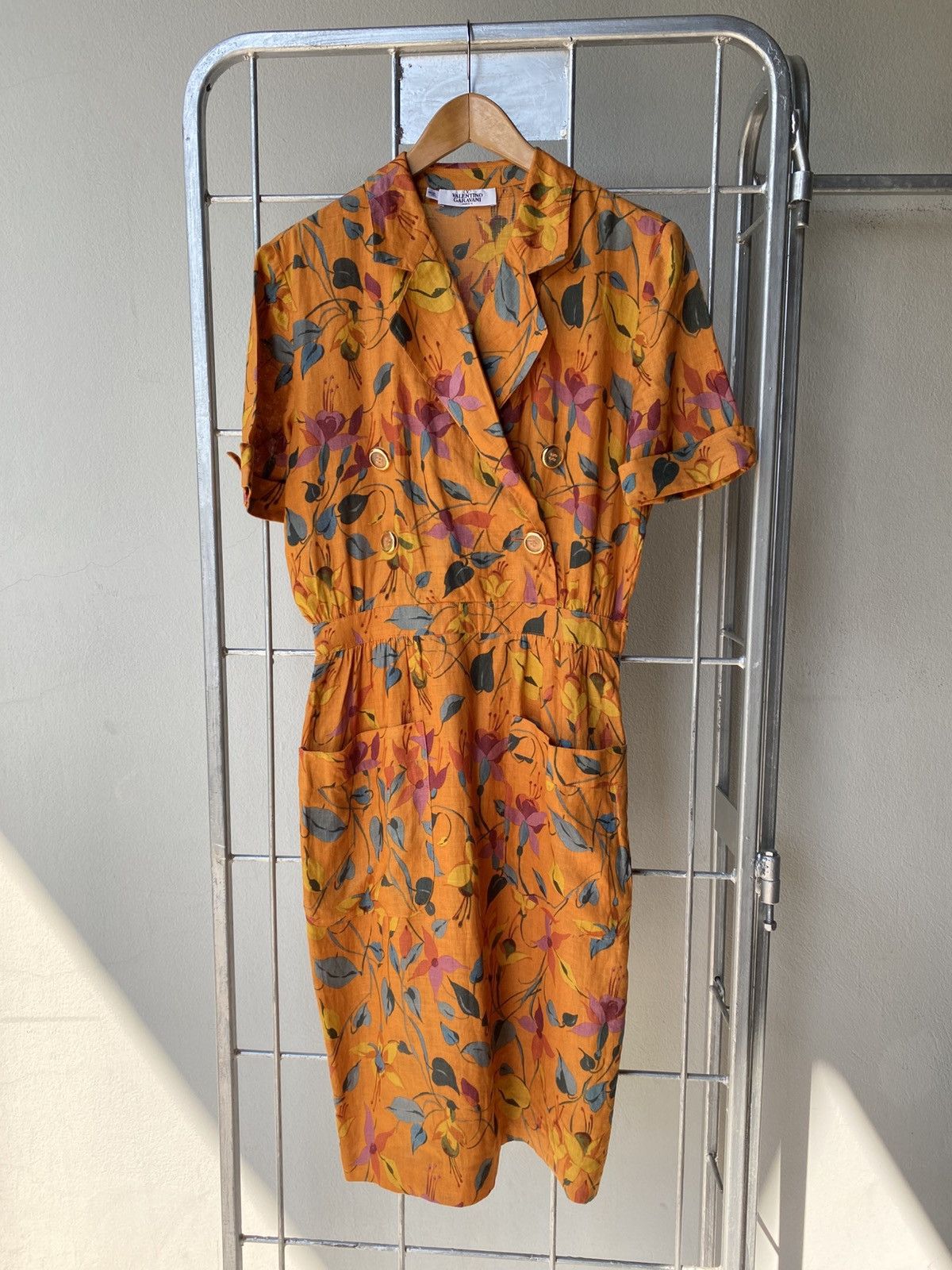 Valentino VALENTINO GARAVANI Orange Floral Button-Down Dress Size S / US 4 / IT 40 - 15 Thumbnail