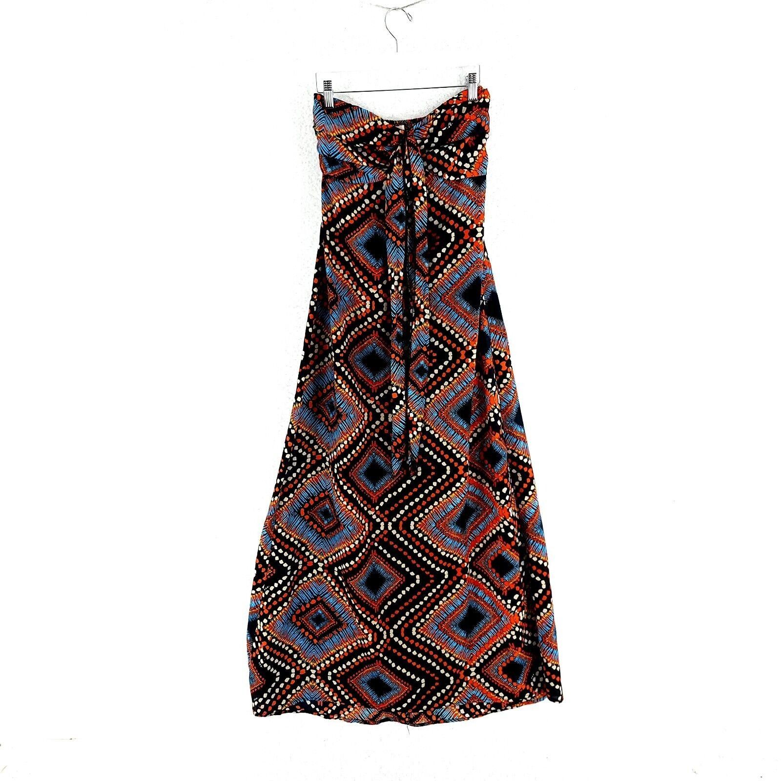 Vintage Band Of Gypsies Red Black Blue Geometric Tube Top Back Strap Size M / US 6-8 / IT 42-44 - 1 Thumbnail