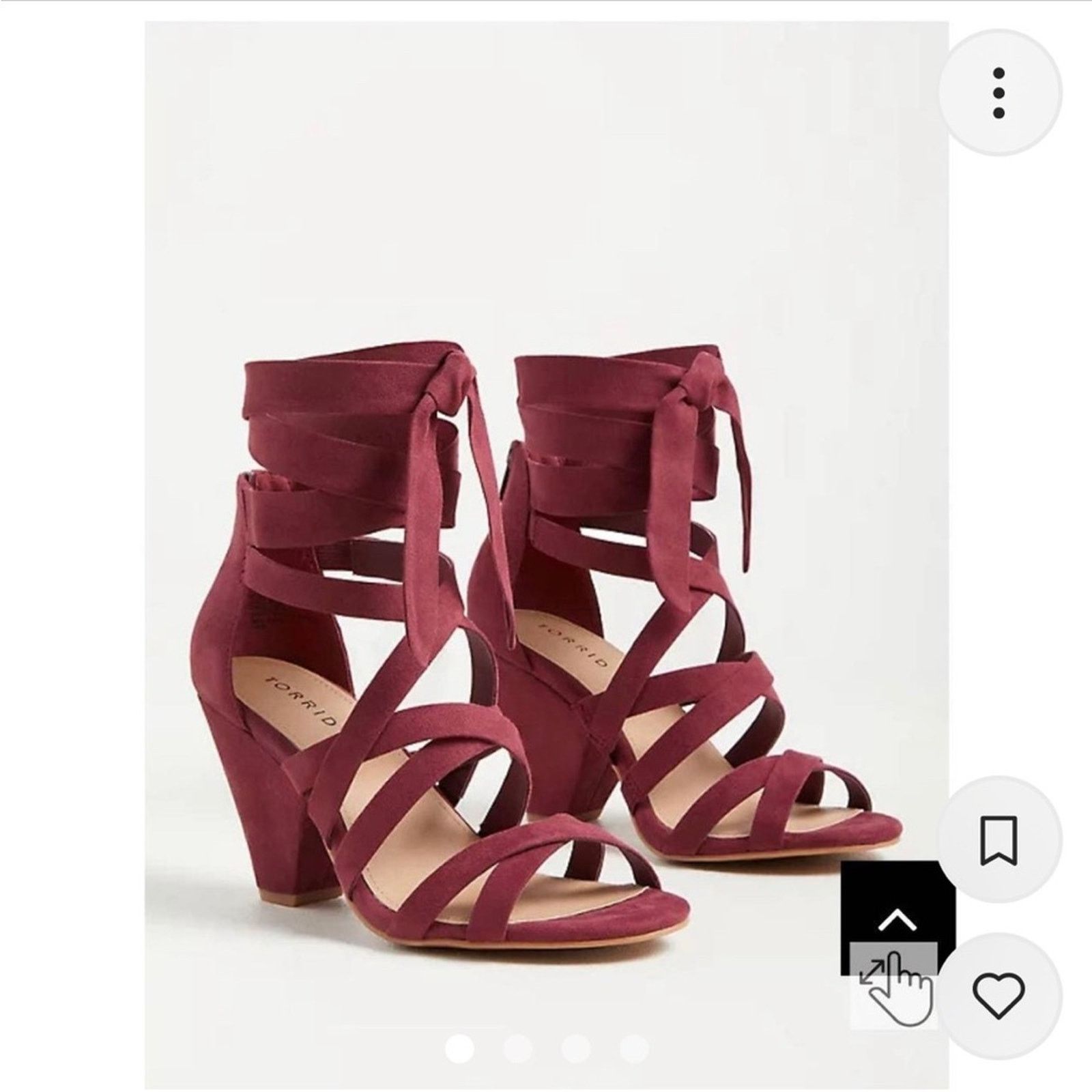 Other Torrid maroon strappy heels faux suede chunky heel sz 10.5W Size US 10.5 / IT 40.5 - 1 Thumbnail