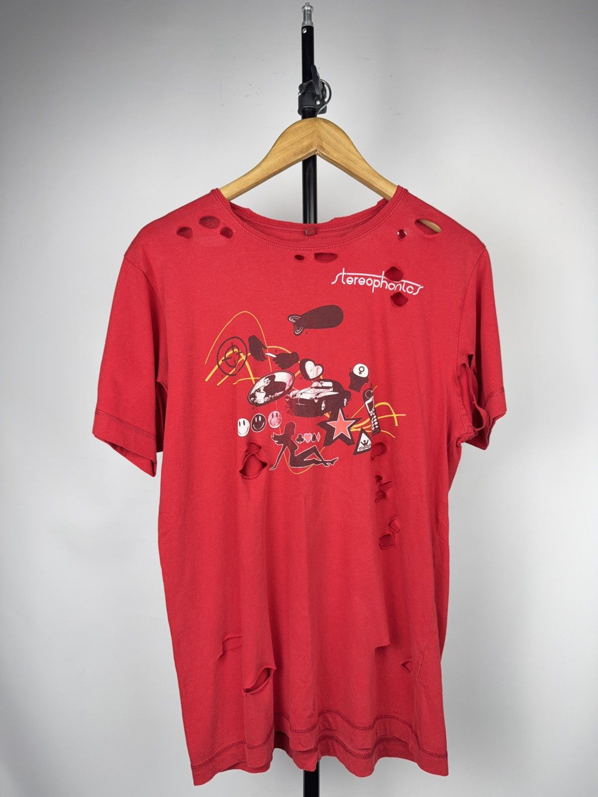 Band Tees 00s Stereophonics Distressed Red Band T-Shirt Y2K Rock Size US M / EU 48-50 / 2 - 1 Thumbnail