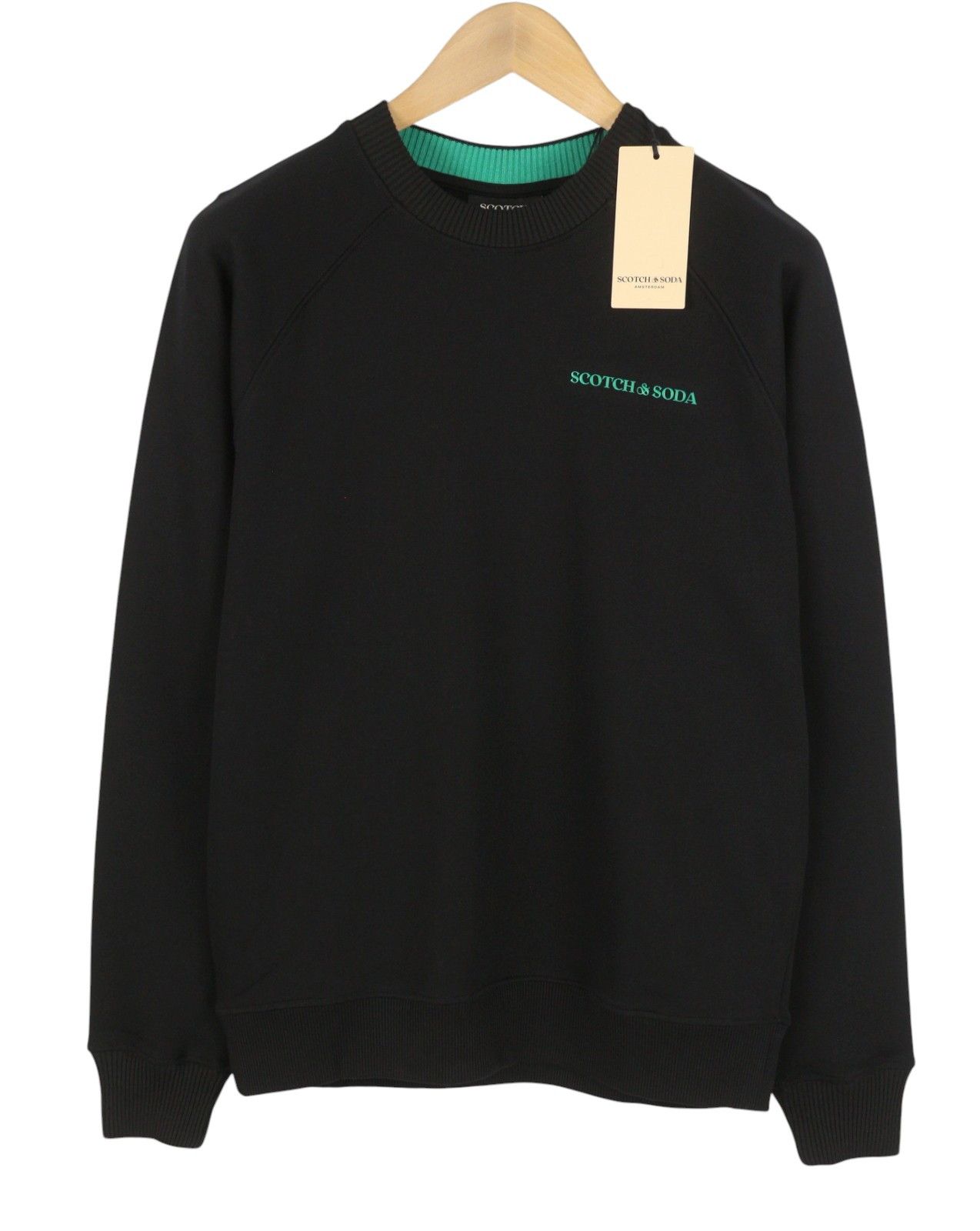 Scotch & Soda M Black Cotton Crew Neck Long Sleeve 91029 Size US M / EU 48-50 / 2 - 2 Thumbnail
