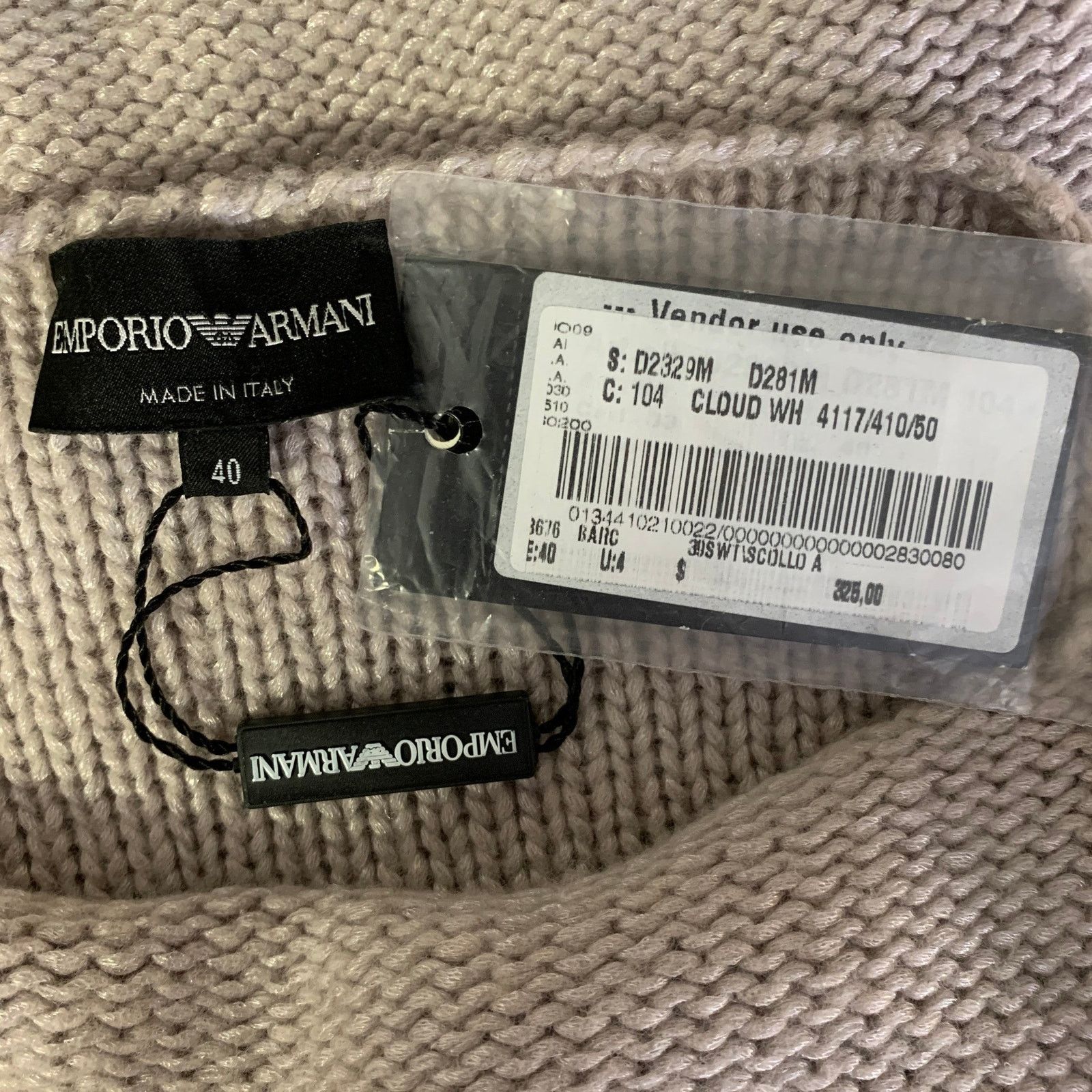 Emporio Armani EMPORIO ARMANI Tan Metallic Wool Polyamide Tunic Top Size S / US 4 / IT 40 - 4 Thumbnail