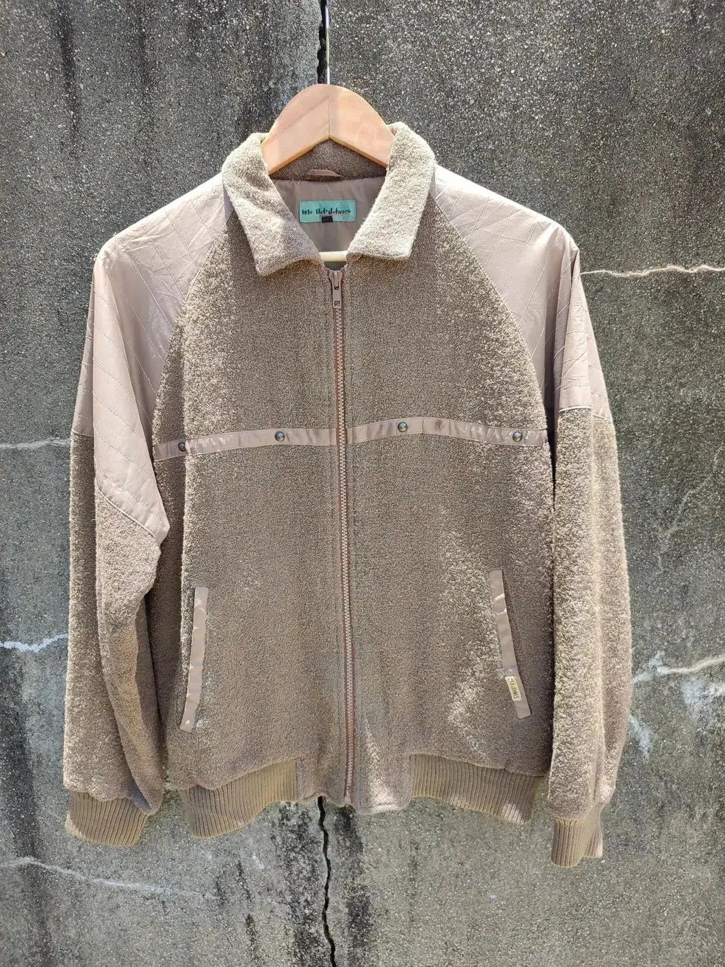 Japanese Brand Mr. Bob Johnes Beige Panelled Fleece Bomber Jacket Size US M / EU 48-50 / 2 - 1 Thumbnail