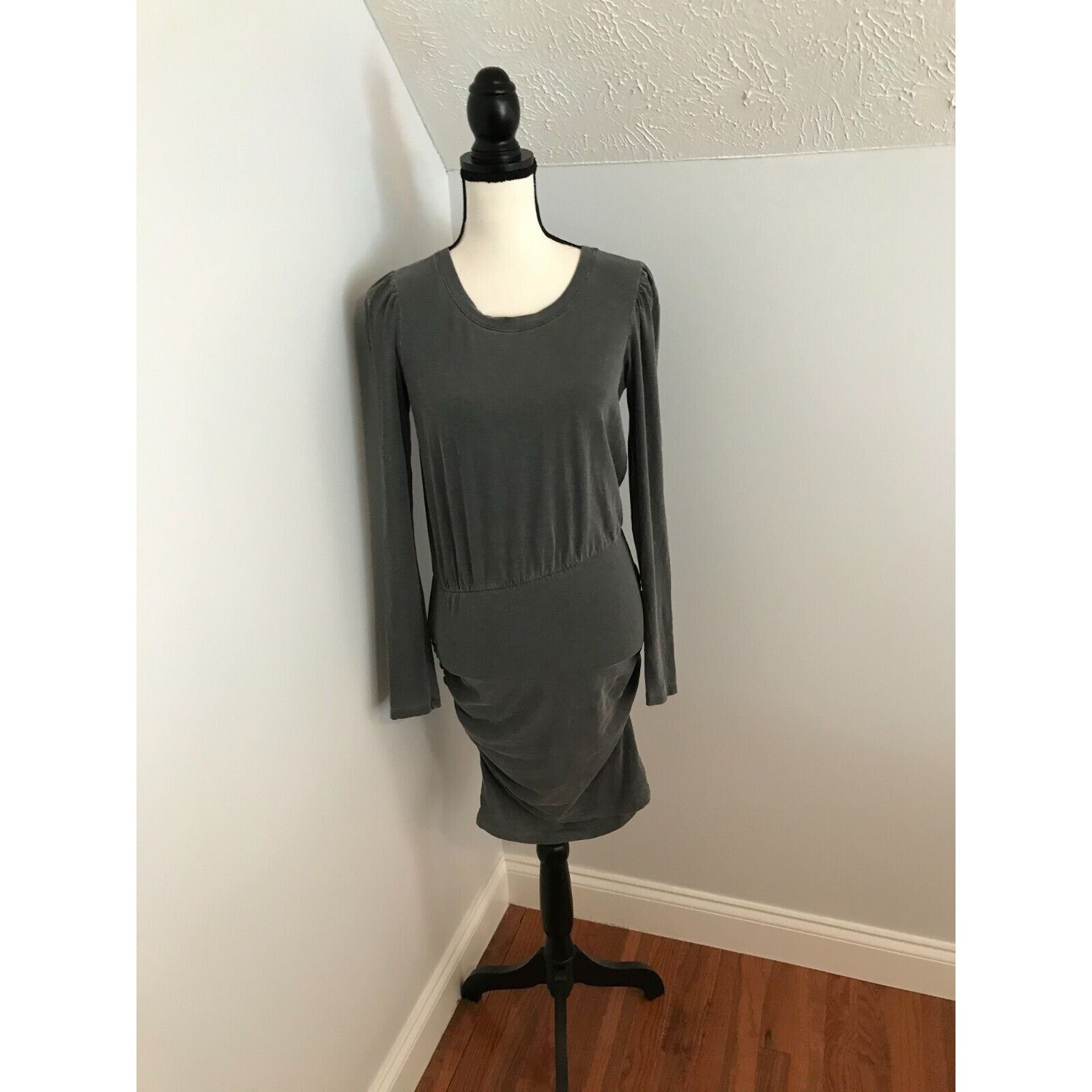 Anthropologie Anthropologie Sundry Shirred Puff Long Sleeve Dress Carbon Size S / US 4 / IT 40 - 1 Thumbnail