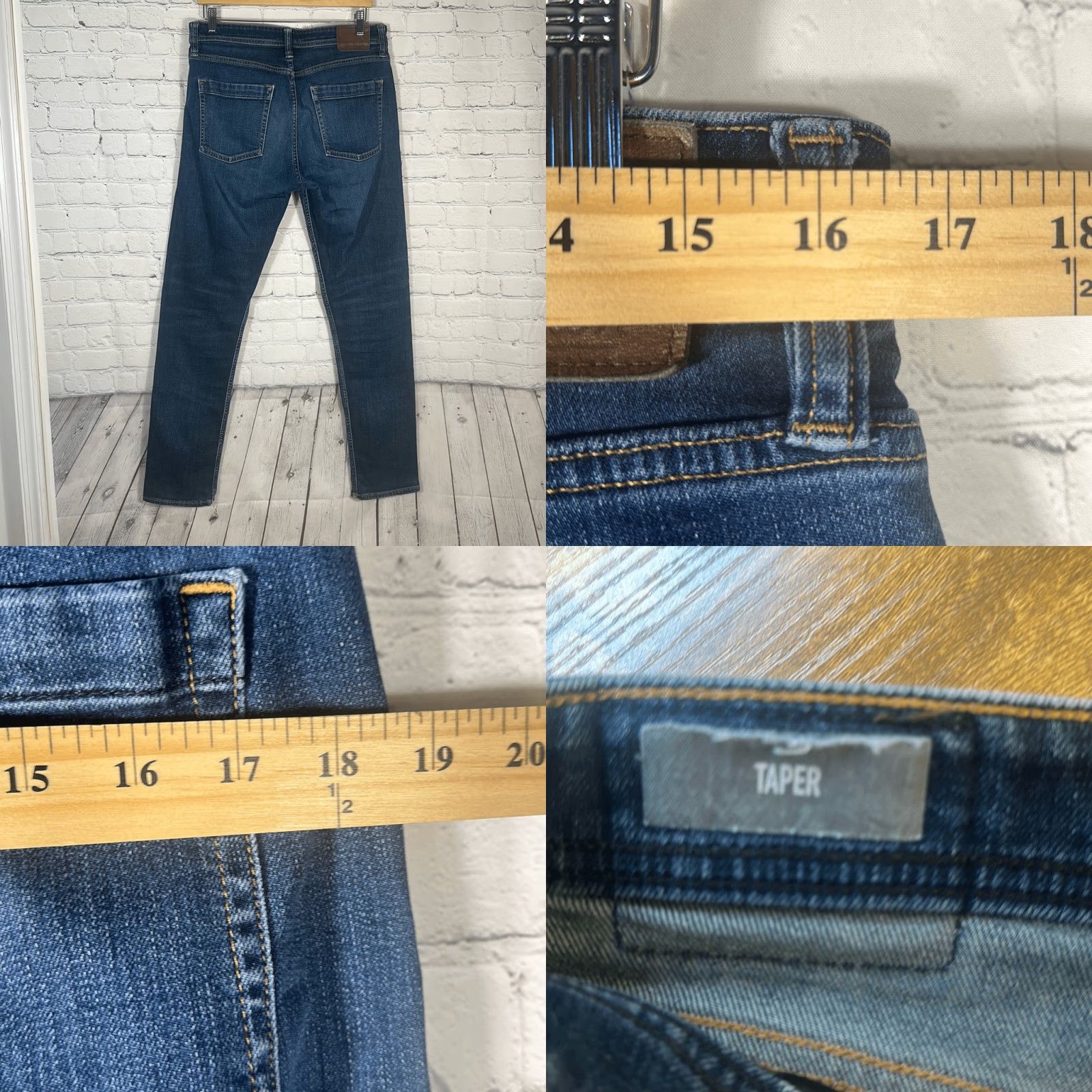 Denime VINTAGE Revtown Jeans Taper Men’s W33 x L33 Stretch Blue Medium Wash Denim Mens Jeans Tapered 33 Inseam Blues Size US 33 - 8 Thumbnail