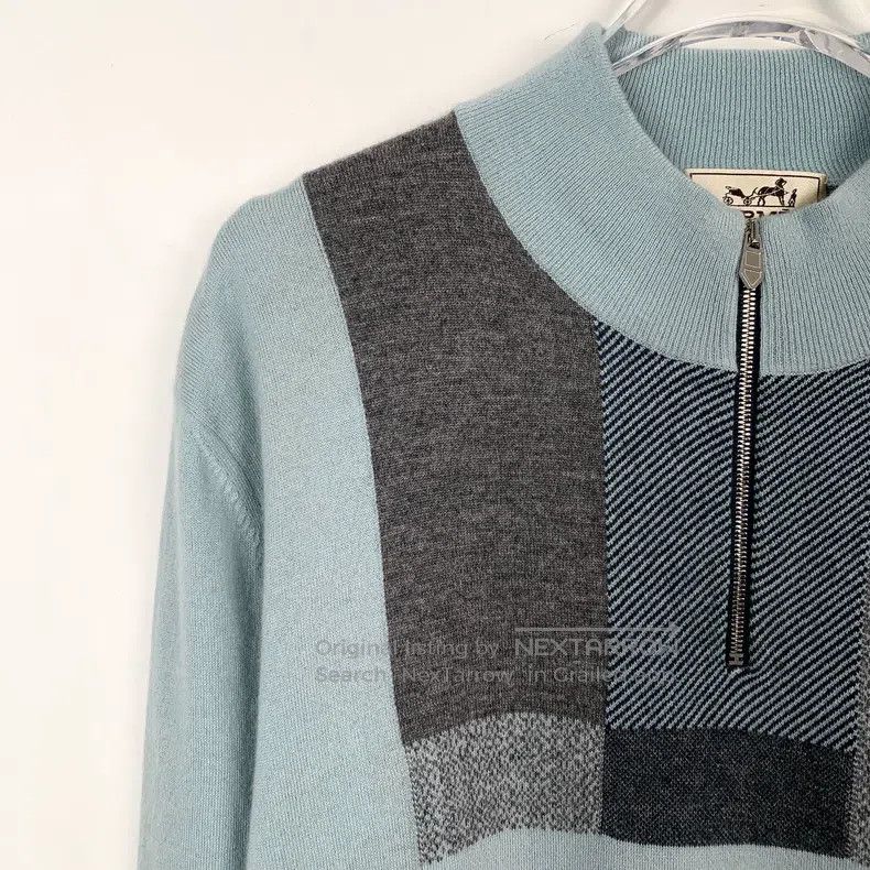Hermes Hermes Color-blocked cashmere collar zipper long-sleeve sw Size US L / EU 52-54 / 3 - 3 Thumbnail