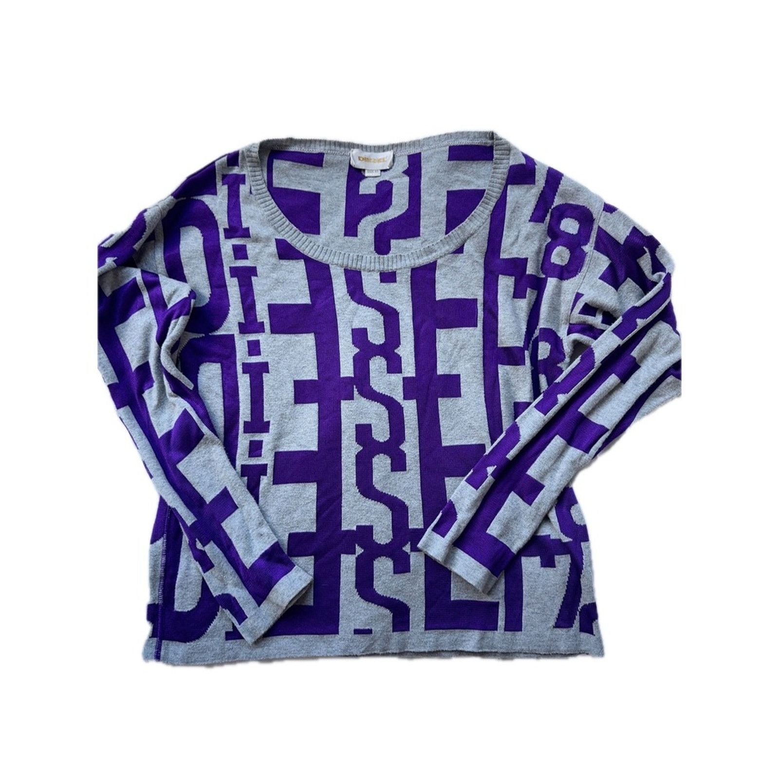 Diesel Diesel All Over Logo Print Long Sleeve Sweater Size XS Size XS / US 0-2 / IT 36-38 - 1 Thumbnail
