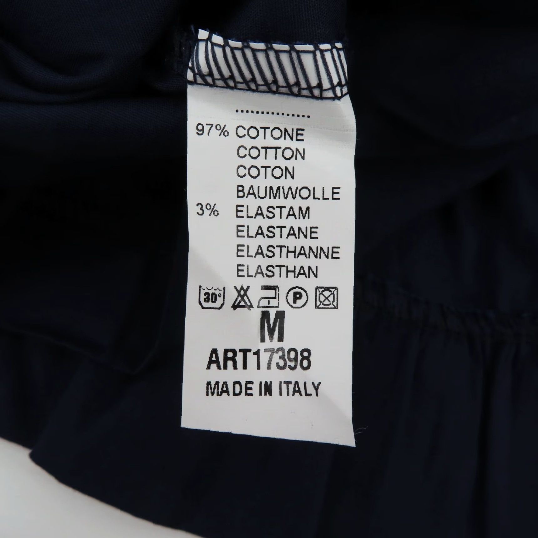 Vintage Women Medium Made in Italy Navy Blue Cotton Blend Ruffle Off Shoulder Dress NEW Size M / US 6-8 / IT 42-44 - 6 Thumbnail