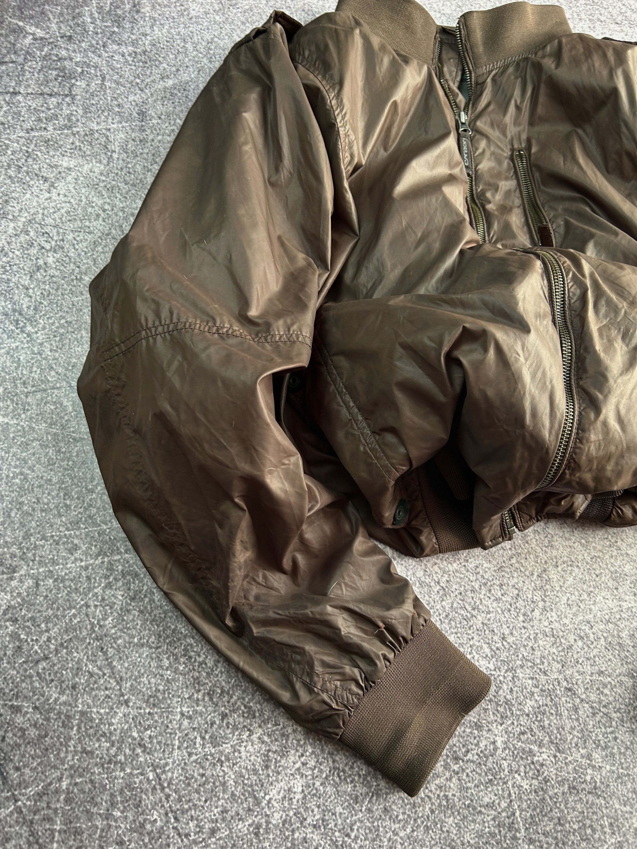 Vintage Cropped Nylon Bomber Jacket Minimalist Techwear Brown Size US XL / EU 56 / 4 - 2 Thumbnail