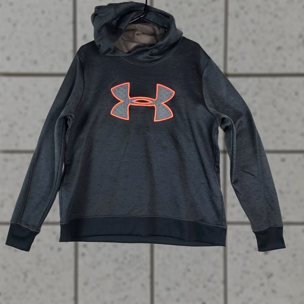 Under Armour Under Armour ColdGear Hoodie Men XL DarkGray Orange Logo Fleece Sweatshirt Shirt Pullover Hooded Mens Winter Sports Gym & Training Size US XL / EU 56 / 4 - 1 Thumbnail