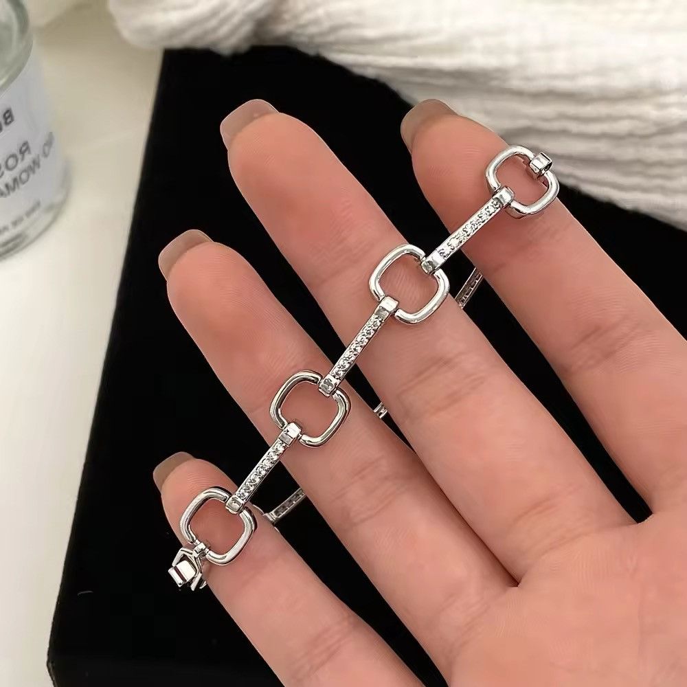 Jewelry Minimalist Square Zircon Charm Bracelets Size ONE SIZE - 4 Thumbnail