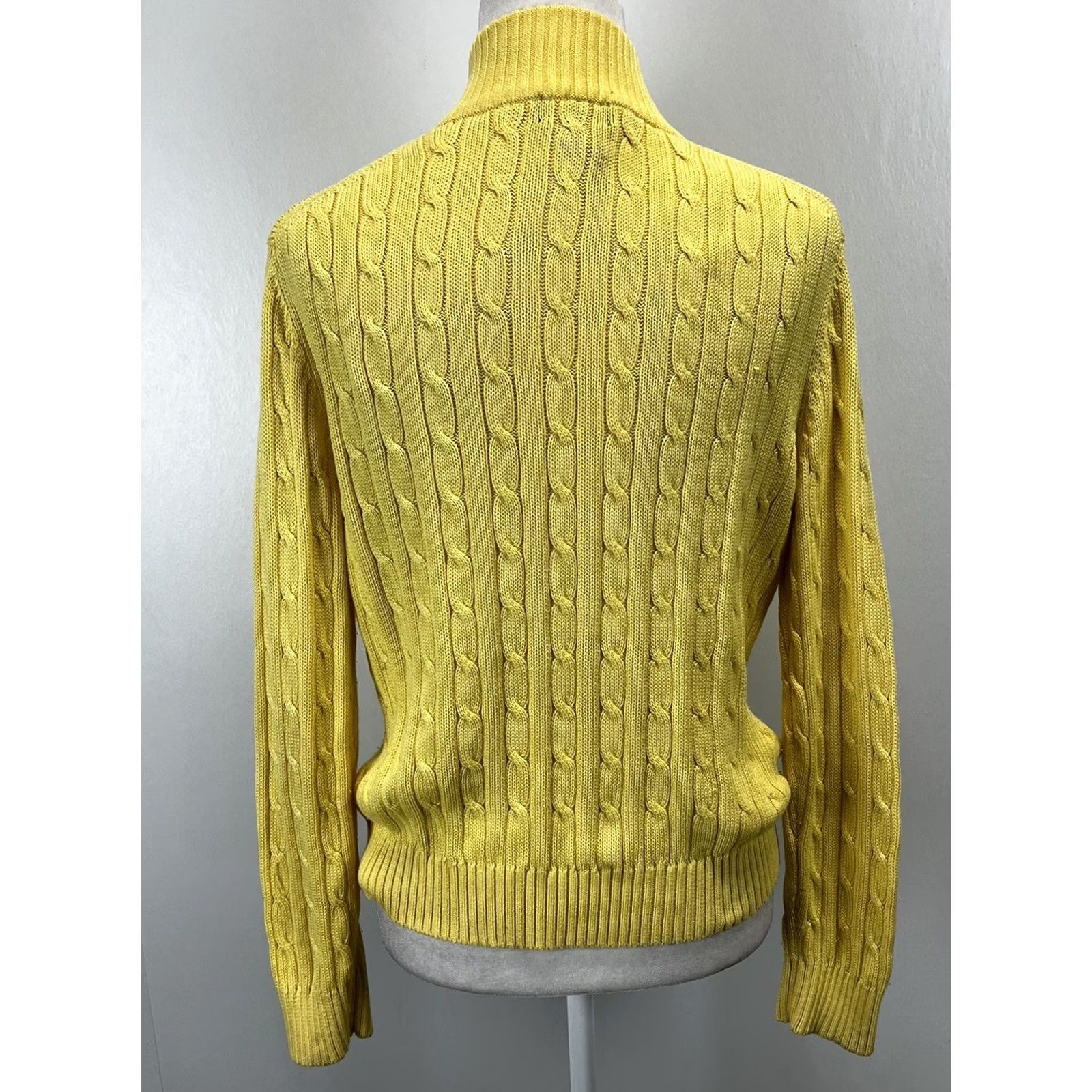 Brooks Brothers Brooks Brothers Cable Knit Sweater Womens L 1/4 Zip Yellow Cotton Pullover Vintage No Size L / US 10 / IT 46 - 3 Thumbnail