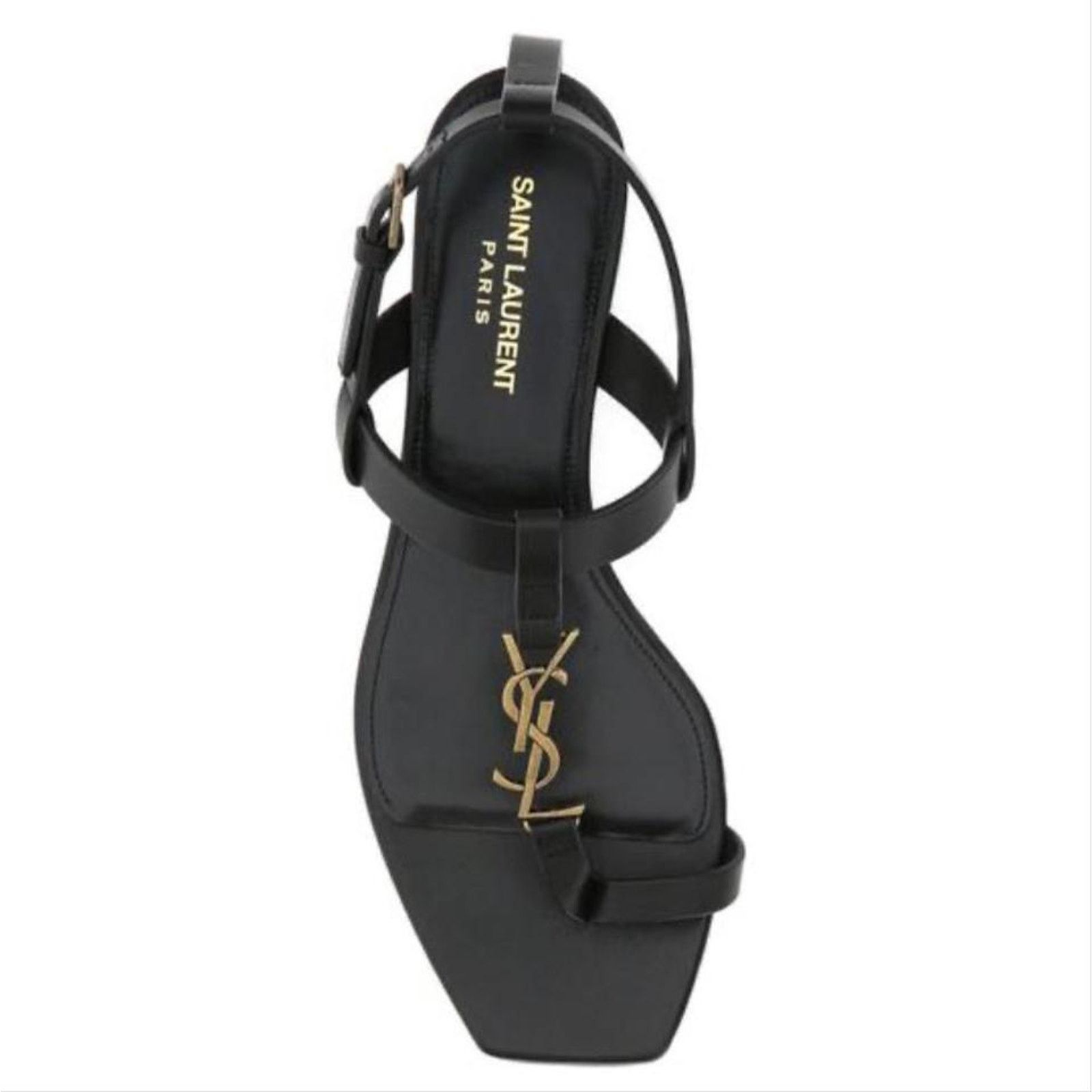 Saint Laurent Paris Cassandra monogram YSL logo leather thong sandals 40 Size US 10 / IT 40 - 1 Thumbnail