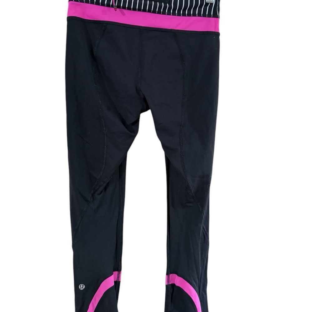 Lululemon Lululemon Black and Pink Leggings with Wide Waistband Size 26" / US 2 / IT 38 - 4 Thumbnail