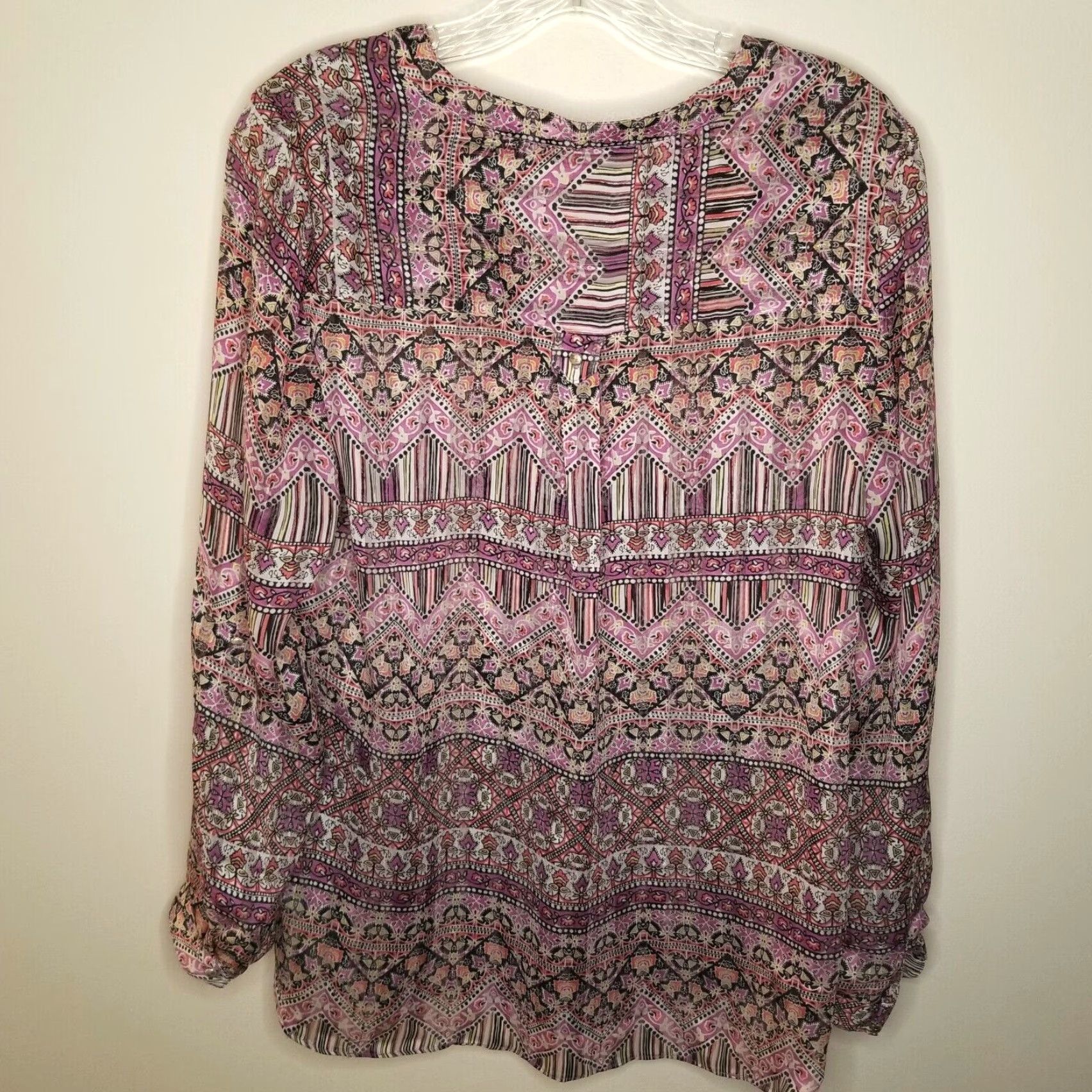Vintage Roz & Ali Womens Long Sleeve Sheer Purple Blouse Size Medium Size M / US 6-8 / IT 42-44 - 4 Thumbnail