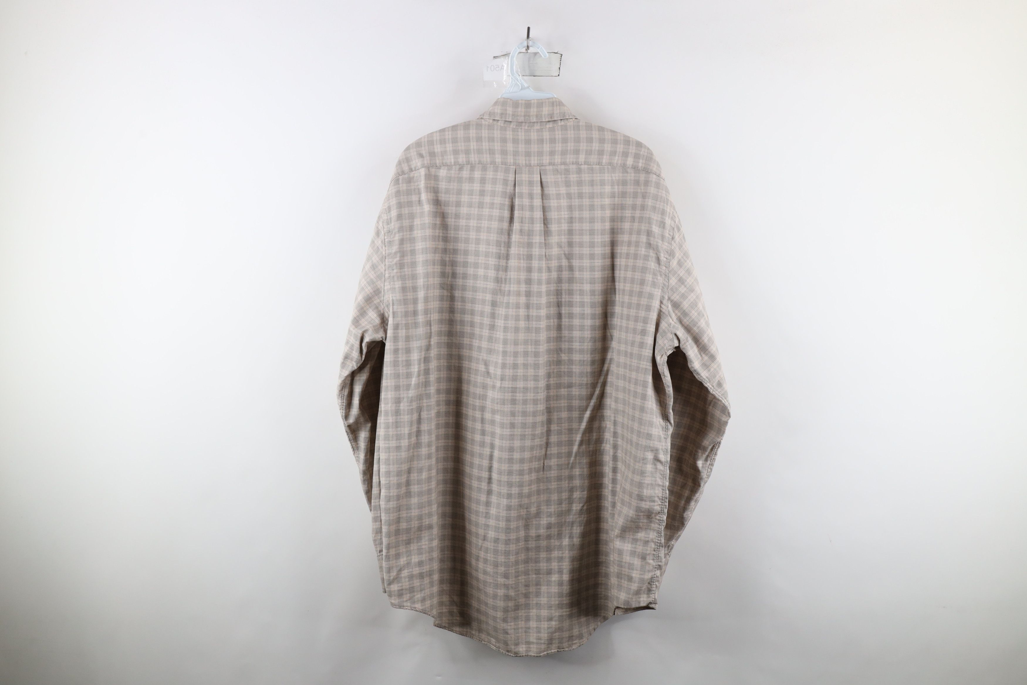 Lands' End × Vintage Vintage 90s Lands End Collared Button Down Shirt Beige Plaid Size US XL / EU 56 / 4 - 12 Thumbnail