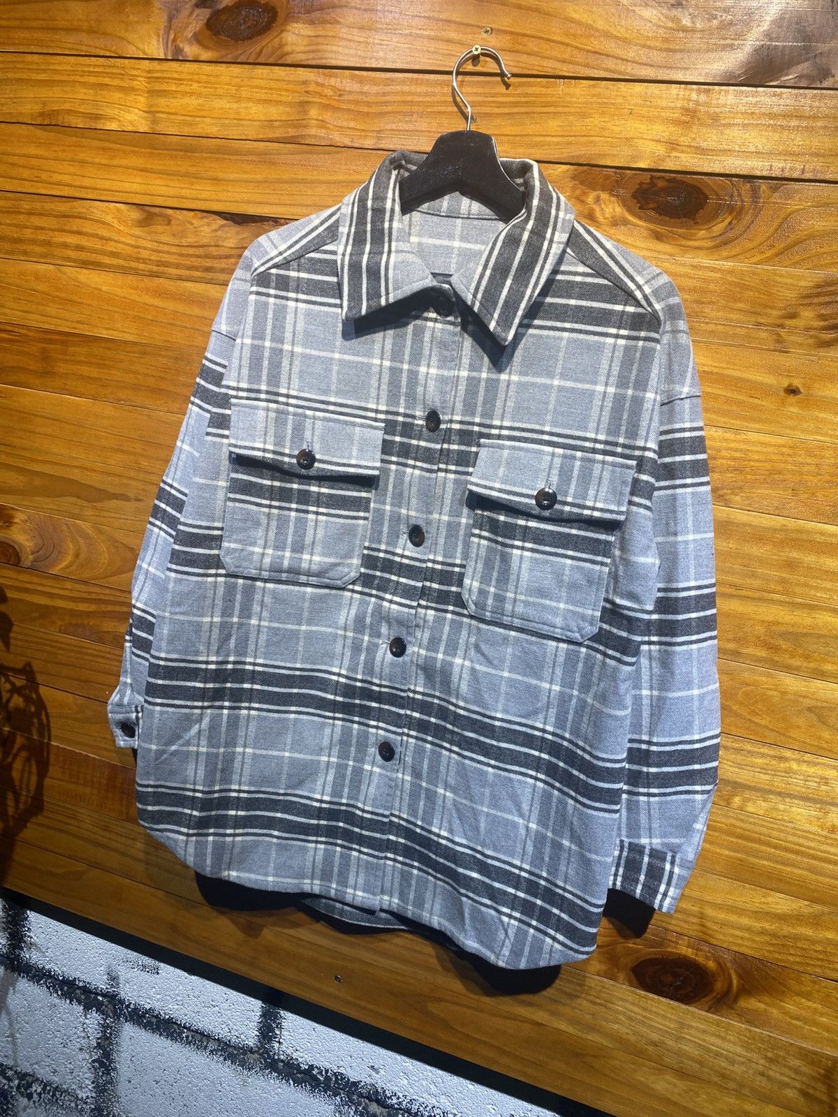 GU Vintage-Inspired GU Gray Plaid Flannel Shirt Jacket Unisex Size US M / EU 48-50 / 2 - 4 Thumbnail