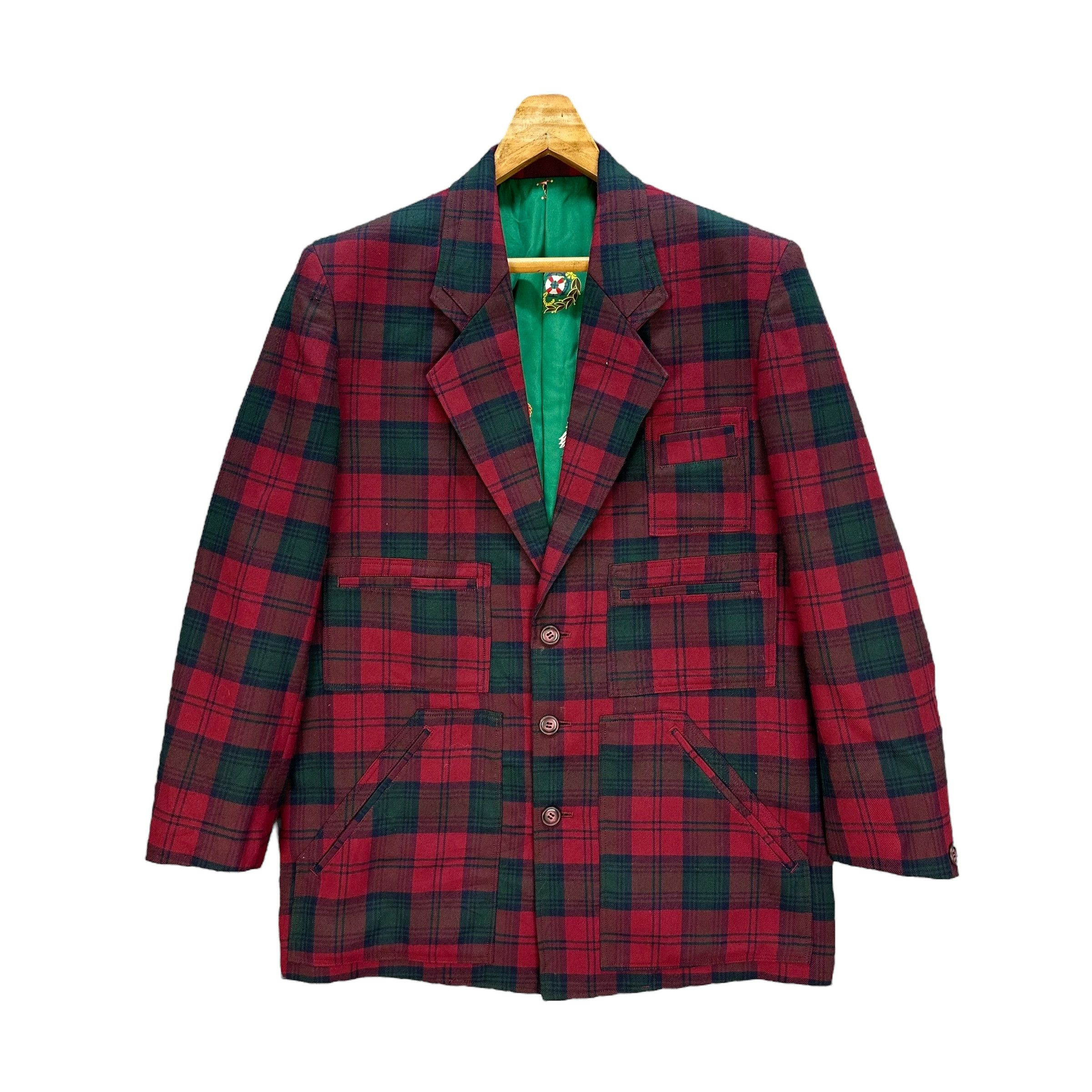 Japanese Brand MILK BOY Red Tartan Multipocket Work Casual Jacket #A53-1227 Size US L / EU 52-54 / 3 - 2 Thumbnail