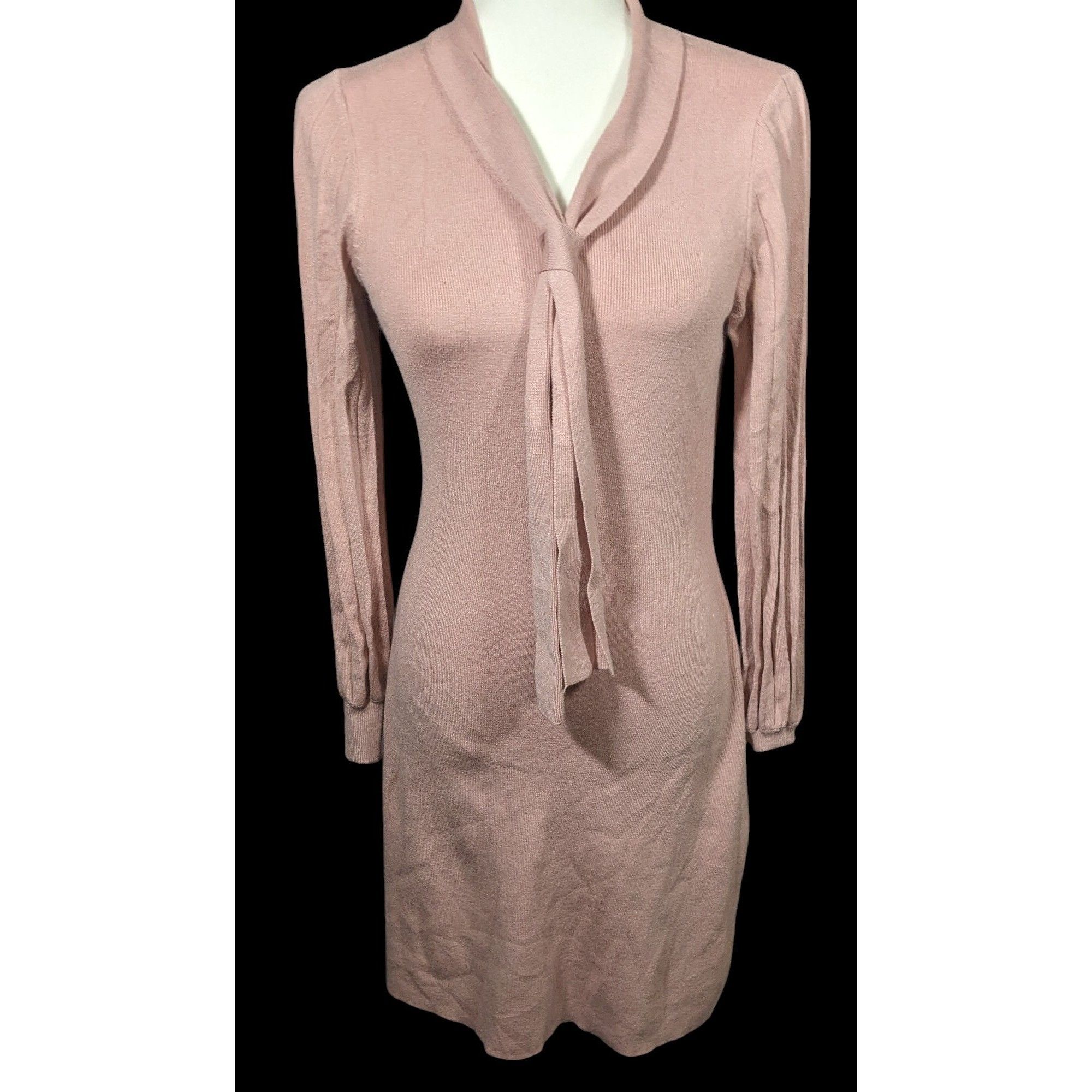 Other Vintage Coquette Light Pink Long Sleeve Tie V Neck Dress Size M / US 6-8 / IT 42-44 - 1 Thumbnail