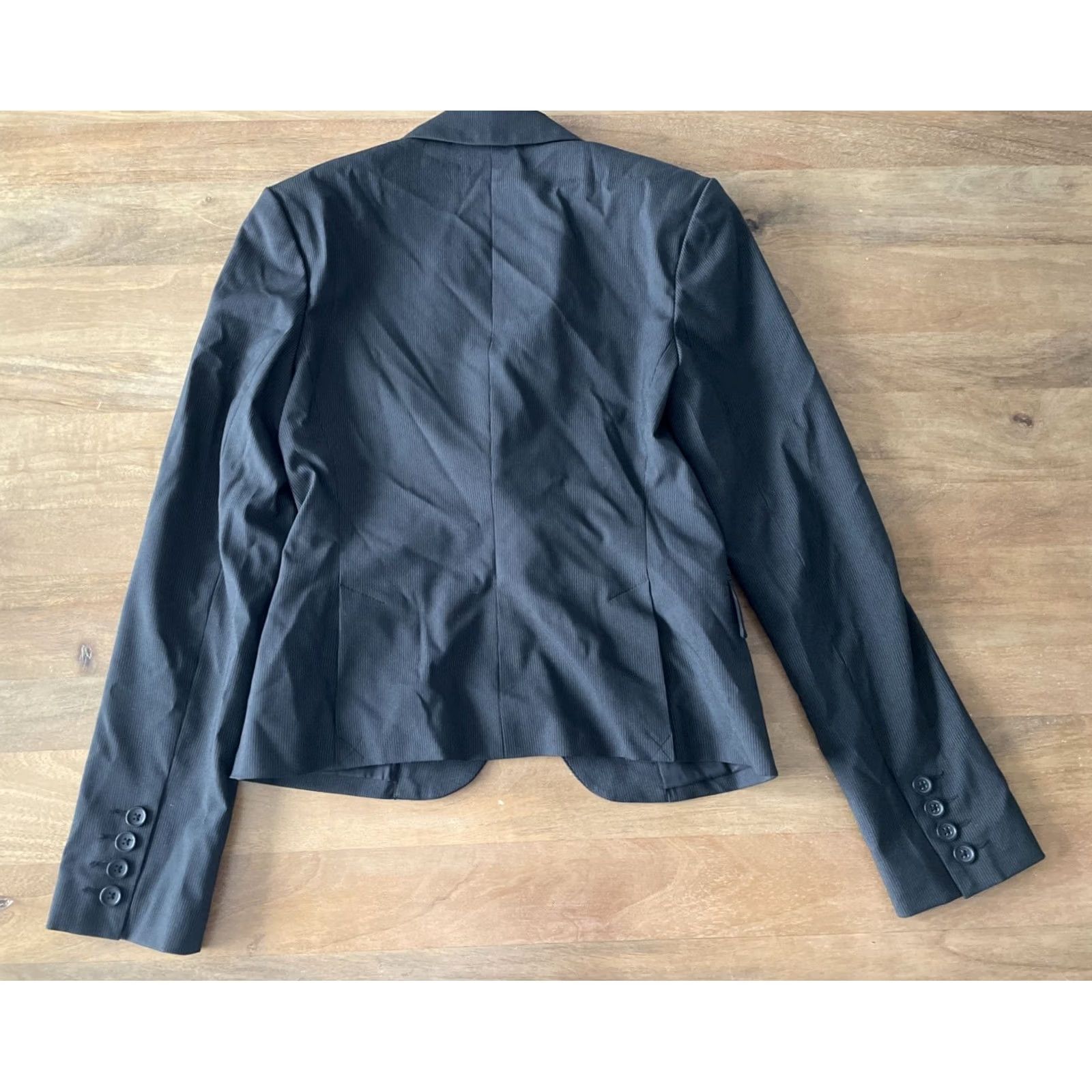 Express VINTAGE Express Design Studio Blazer Womens Size 2 Black Pinstripe Office Jacket Suit Coat Size XS / US 0-2 / IT 36-38 - 2 Thumbnail