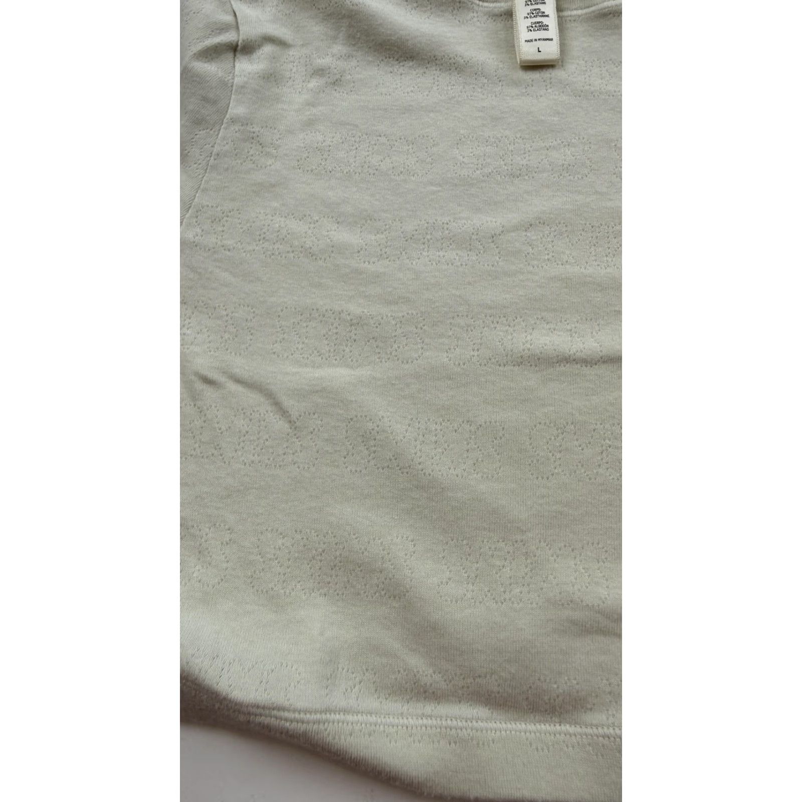 SKIMS Skims Shirt Womens L Cream Cropped Short Sleeve Crewneck Textured Stretch Size L / US 10 / IT 46 - 2 Thumbnail