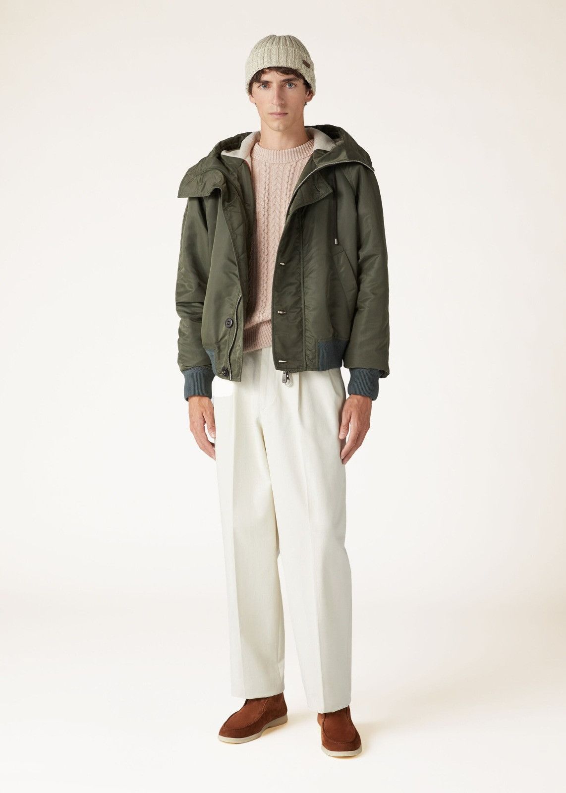 Loro Piana o1srvl11e0125 Kasai Bomber Jacket in Green Size US M / EU 48-50 / 2 - 5 Thumbnail