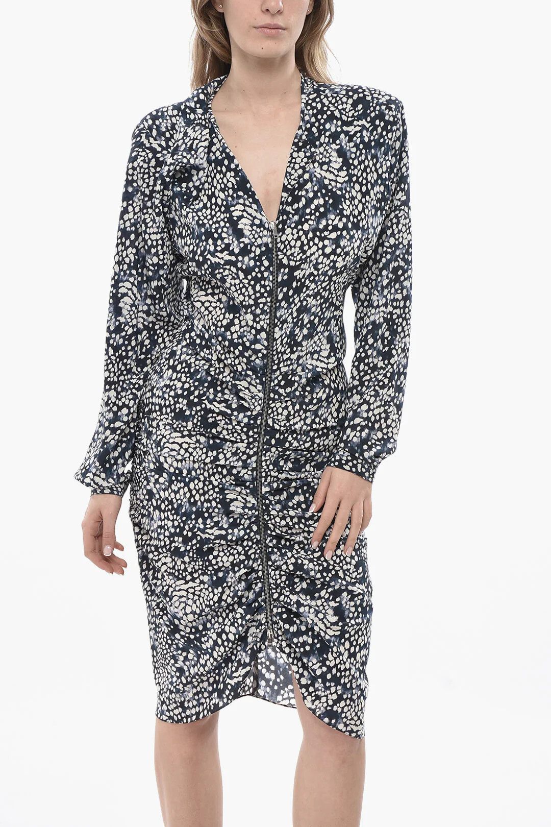 Isabel Marant og1mm0326 Silk-Blend Draped Dress in Blue Size S / US 4 / IT 40 - 4 Thumbnail