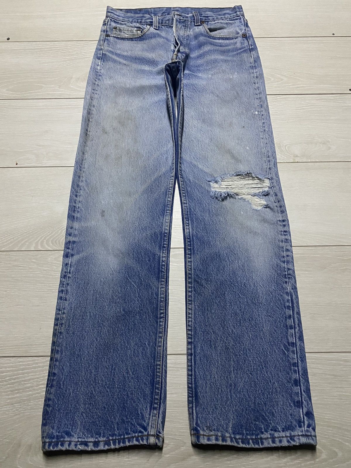Levi's Vintage Levis 501 70s Faded Wash Repair Distressed Jeans Size US 29 - 1 Thumbnail