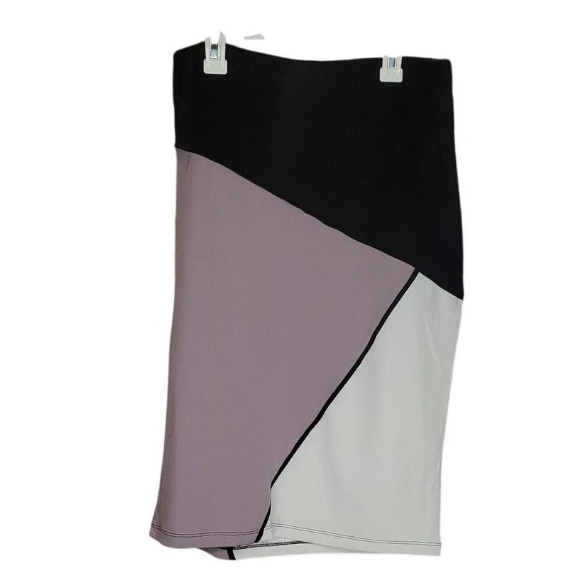 Other Olivia Blu Black Multi-Color Geometric Stretch Skirt Size L Size 32" / US 10 / IT 46 - 1 Thumbnail
