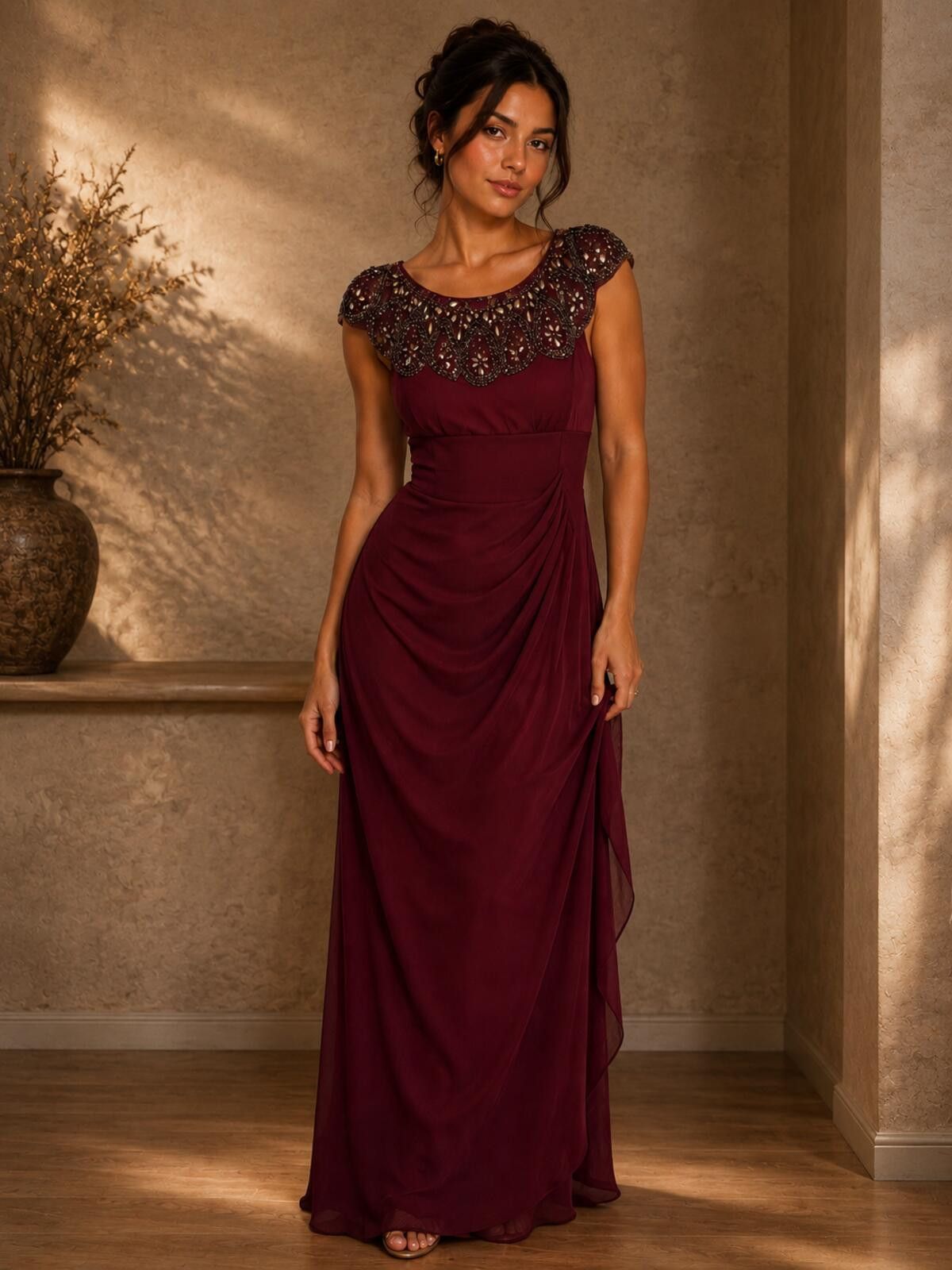 Unknown London Xscape Burgundy Beaded Evening Dress Size 8 Cocktail Dress Size M / US 6-8 / IT 42-44 - 1 Thumbnail