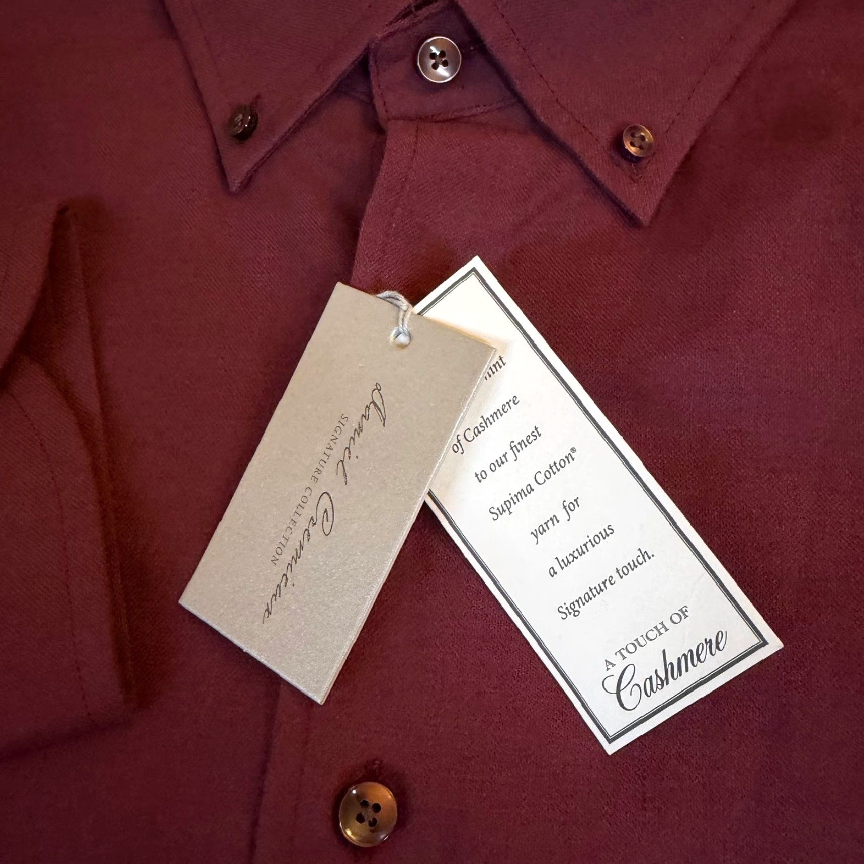 Cremieux Daniel Cremieux Supima Cotton Cashmere Shirt Mens XL Burgundy Long Sleeve NWT Size US XL / EU 56 / 4 - 4 Thumbnail