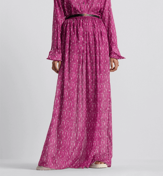 Dior o1w1db11225 451J64 Long Pleated Skirt in Fuchsia/White Size 30" / US 8 / IT 44 - 6 Thumbnail