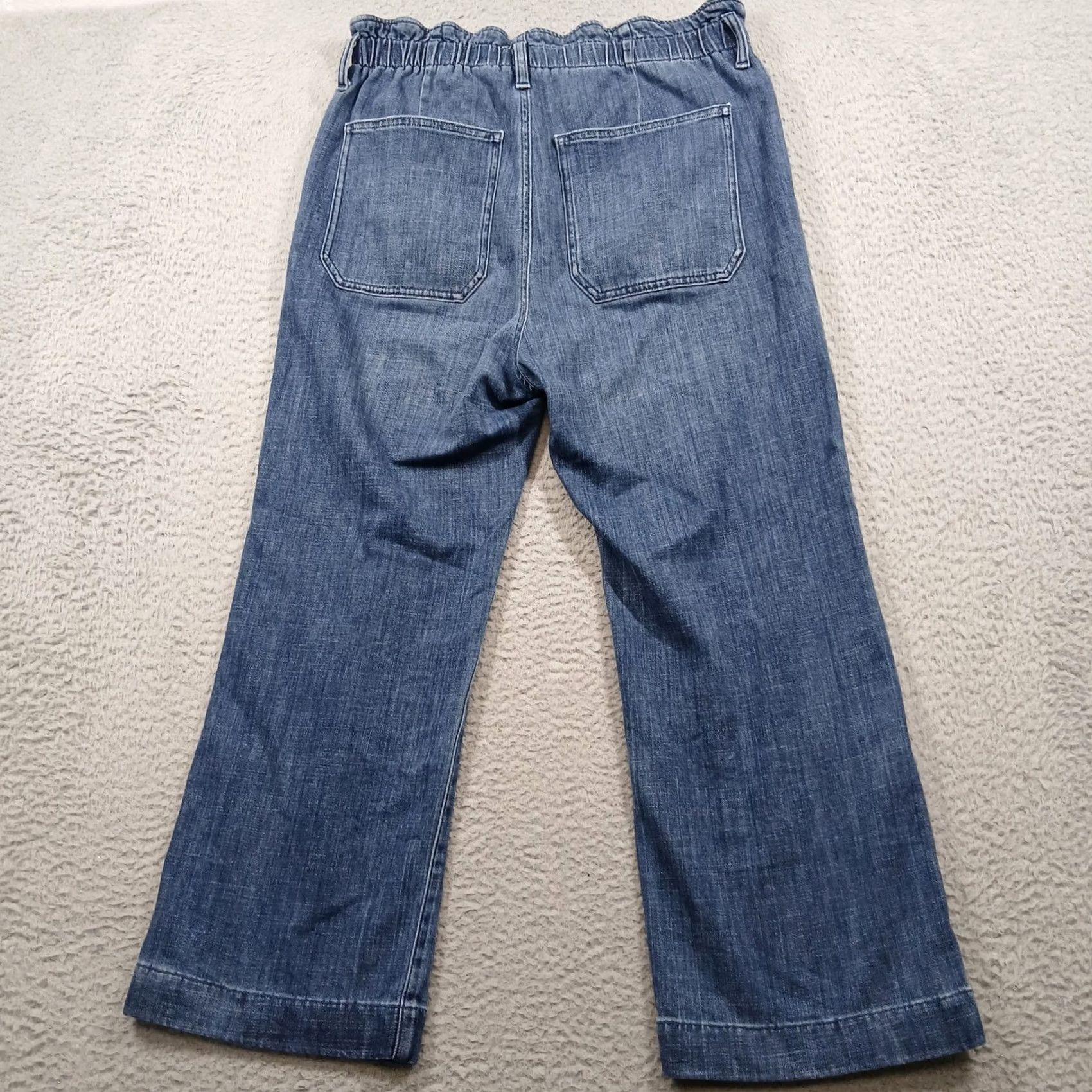 J.Crew VINTAGE not applicable J.CREW Pull-On Wide Leg Denim Trousers Women's 30 Blue Elastic Waist EUC Size 30" / US 8 / IT 44 - 2 Thumbnail