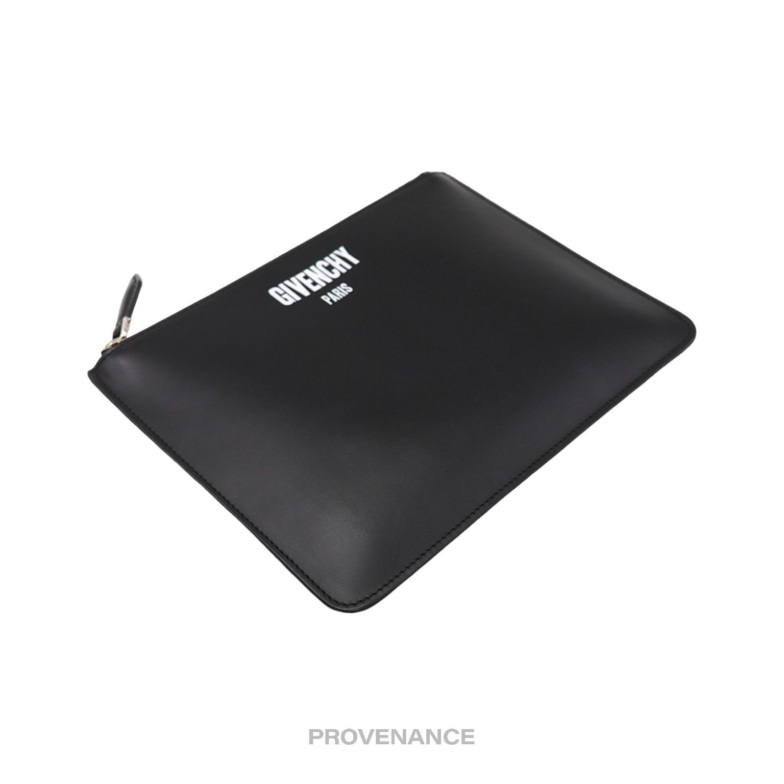 Givenchy 🔴 Givenchy Logo Zip Pouch Clutch Bag - Black Leather Size ONE SIZE - 4 Thumbnail