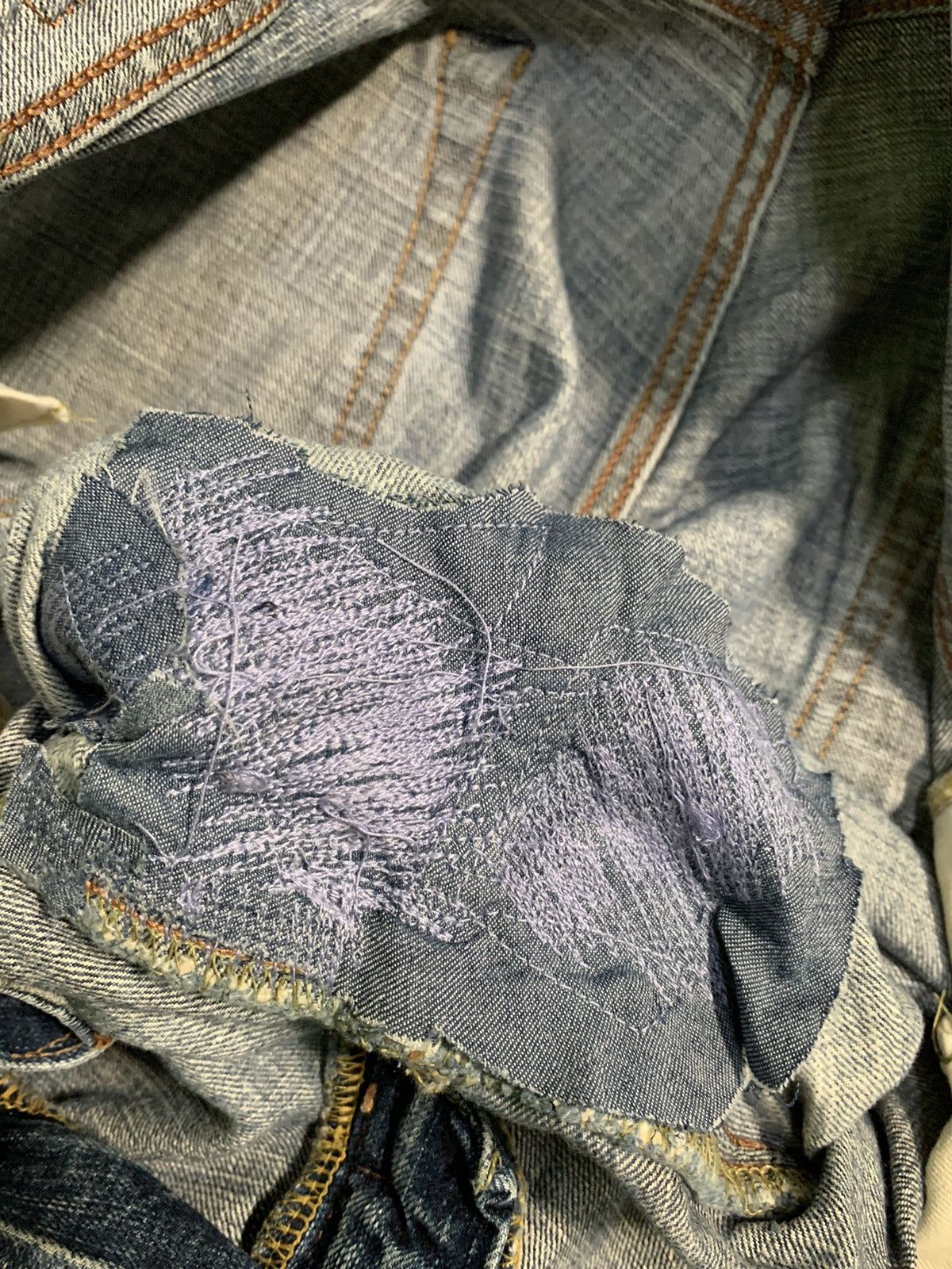 Japanese Brand VINTAGE EDWIN 505Z SELVEDGE RUSTY JAPANESE DISTRESSED DENIM Size US 35 - 22 Thumbnail