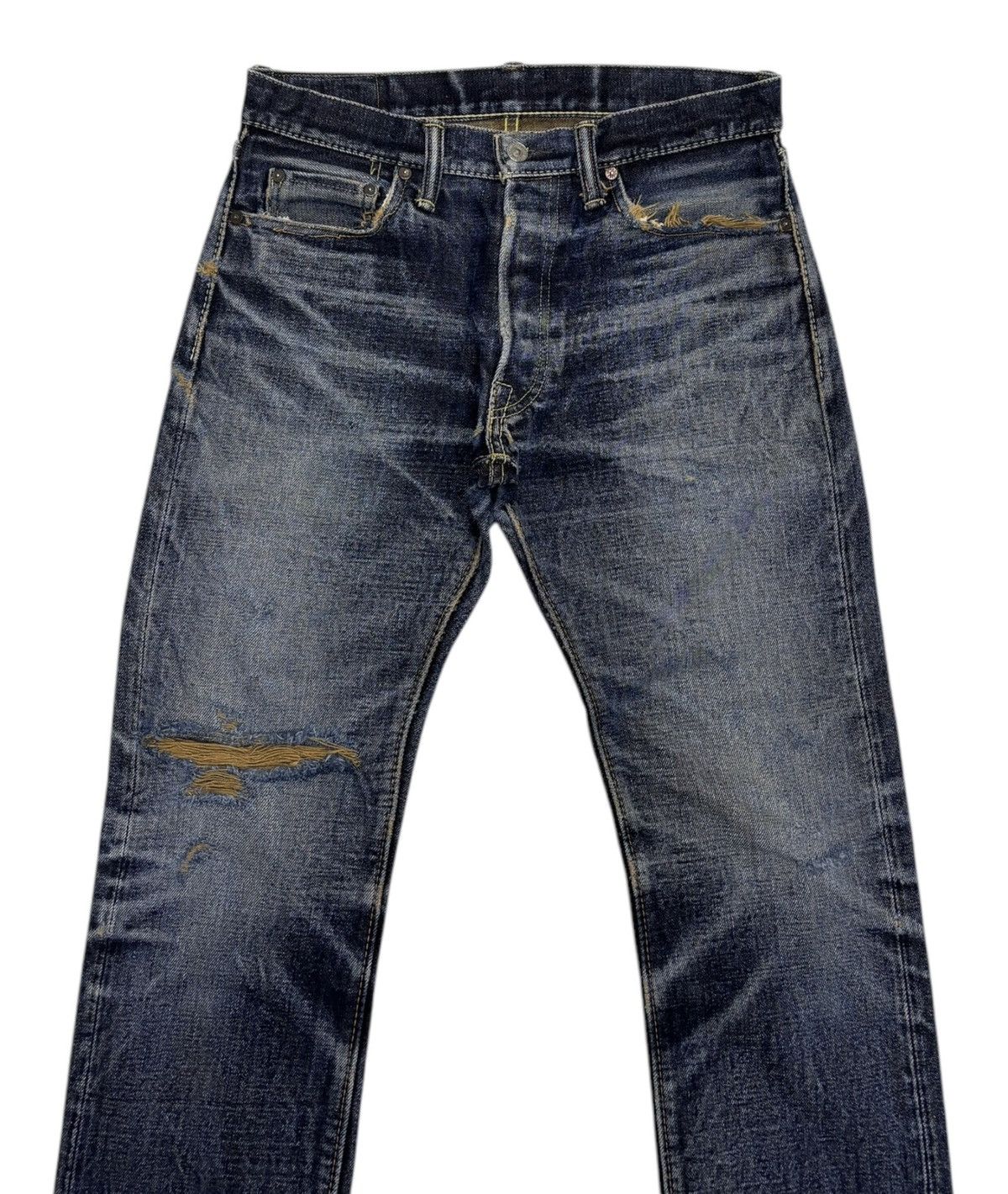 Self Edge × The Strike Gold THE STRIKE GOLD SELVEDGE DISTRESSED DENIM JEANS Size US 30 / EU 46 - 6 Thumbnail